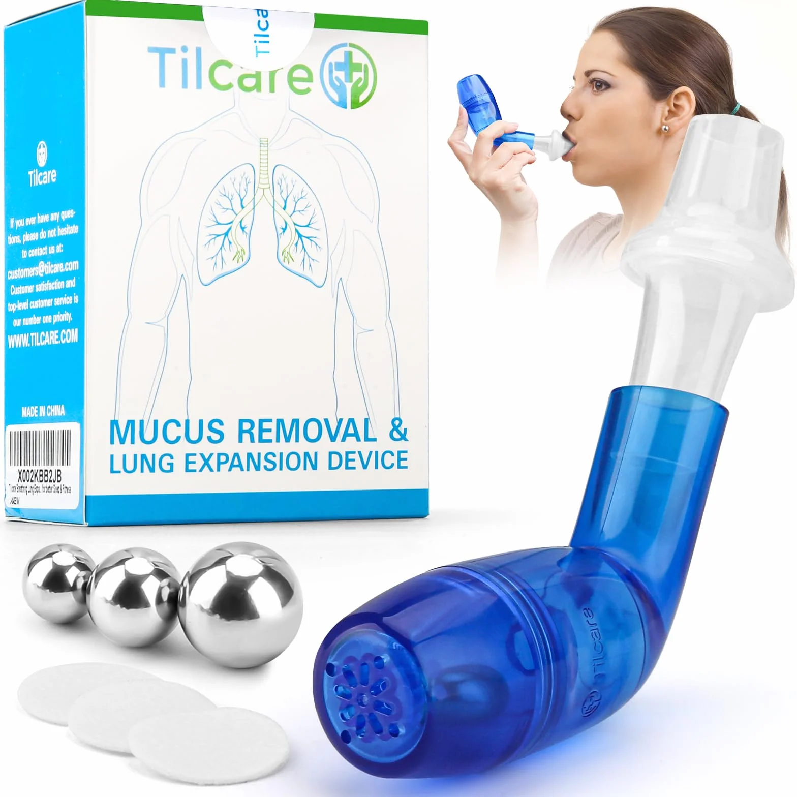 Tilcare Espansore Polmonare Dispositivo Rimozione Muco Esercizio Terapia Pulizia BPCO Asma Bronchite Fibrosi Cistica