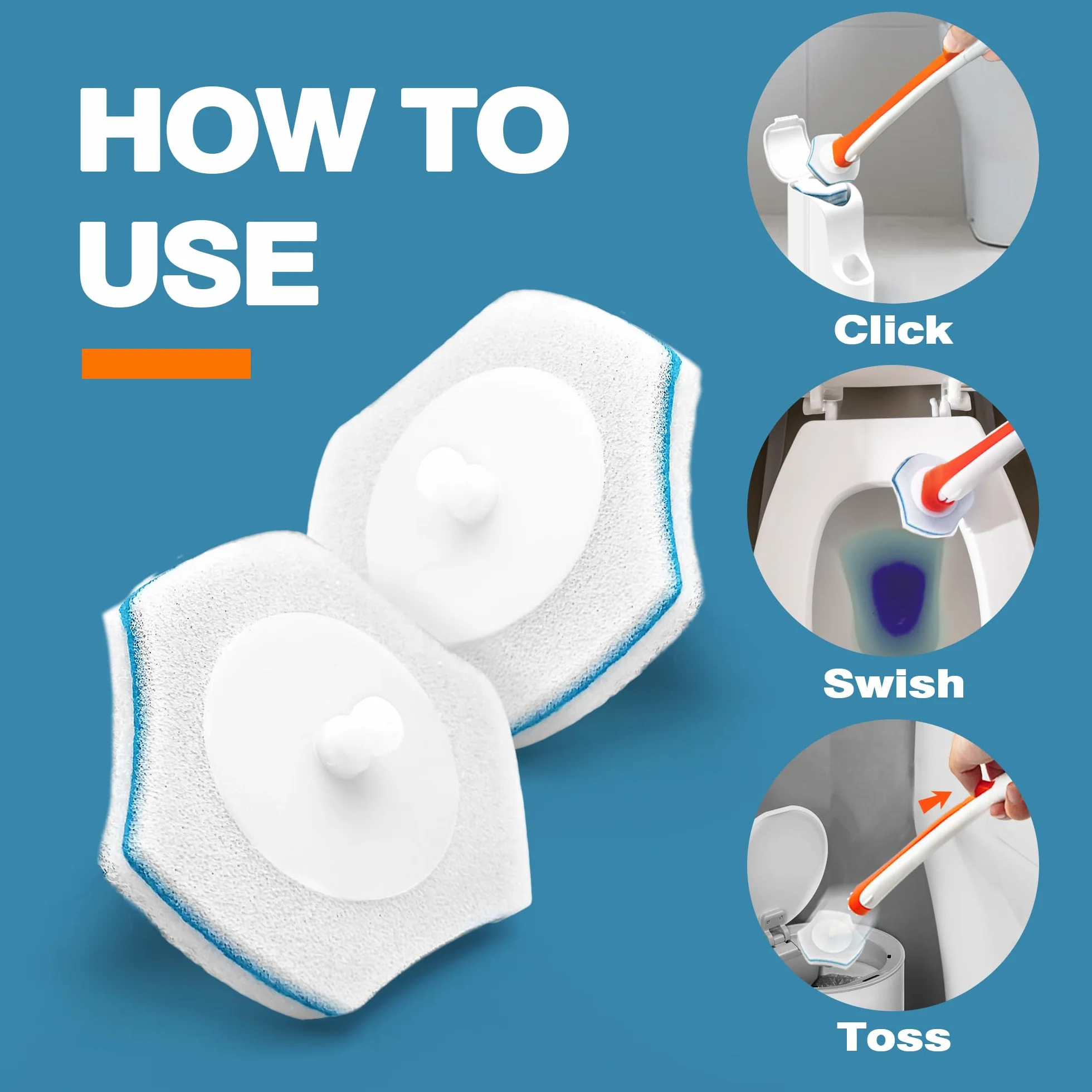 JEHONN Pulisci Water Usa e Getta Ricariche 48 Pacchi, Bagno Scrubber Wand Sostituzione Cleaner Pads per Lavello Vasca da bagno Lavabo Mop Pool (Adatto Solo per JEHONN)