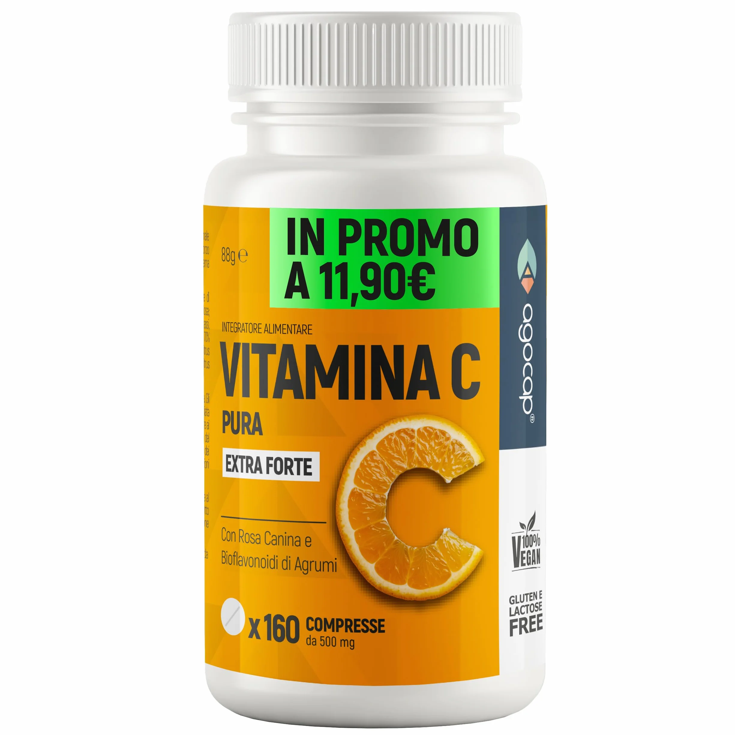 Vitamina C 1000mg Alto Assorbimento con Rosa Canina e Bioflavonoidi 160 cpr Vegana