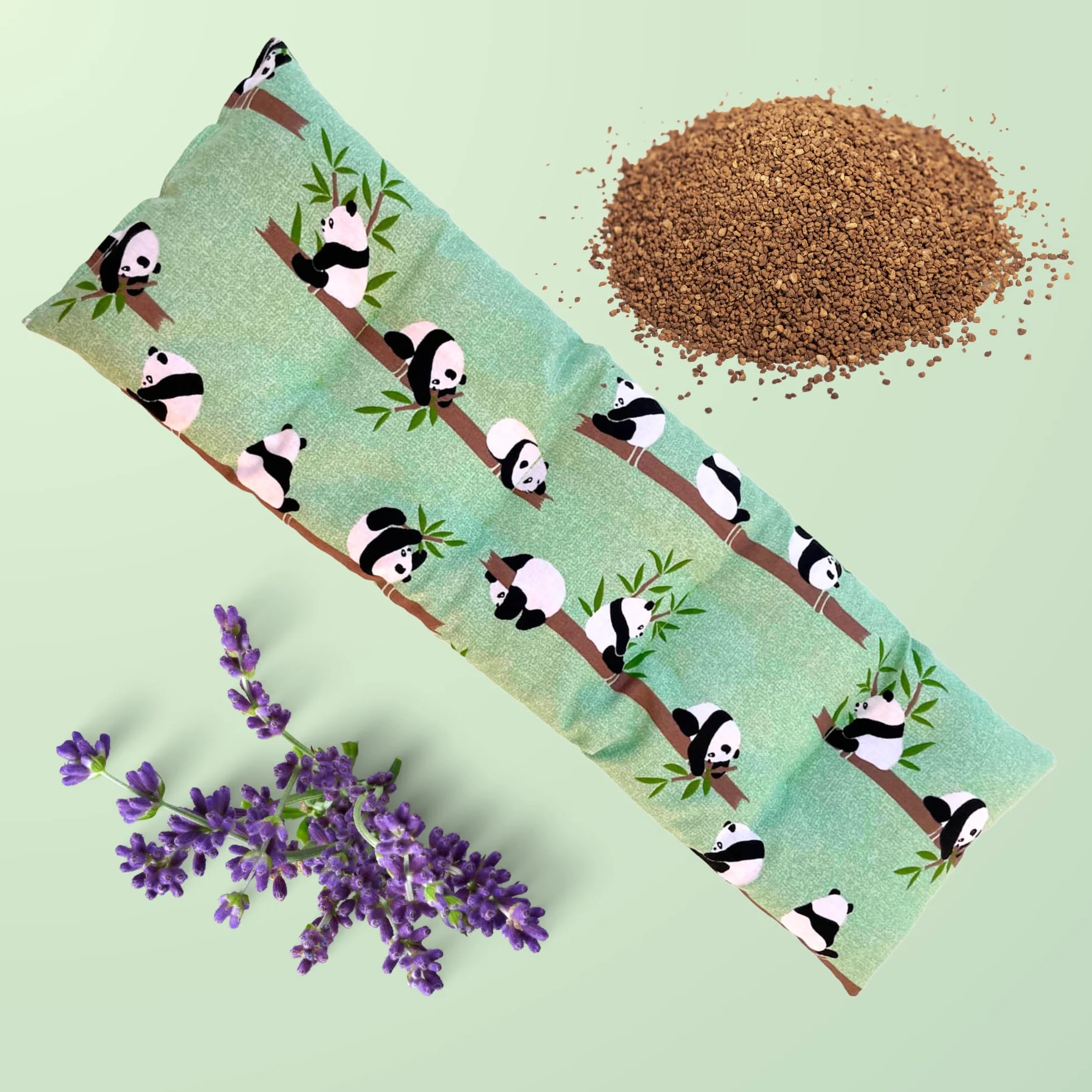 Cervicale Termico di Grano e Lavanda - Sacco per Semi a Microonde 100% Cotone - 47 x 15 cm - Borsa Cuscino Con Aroma Caldo e Freddo Multiuso per Piedi, Letti e Lombari