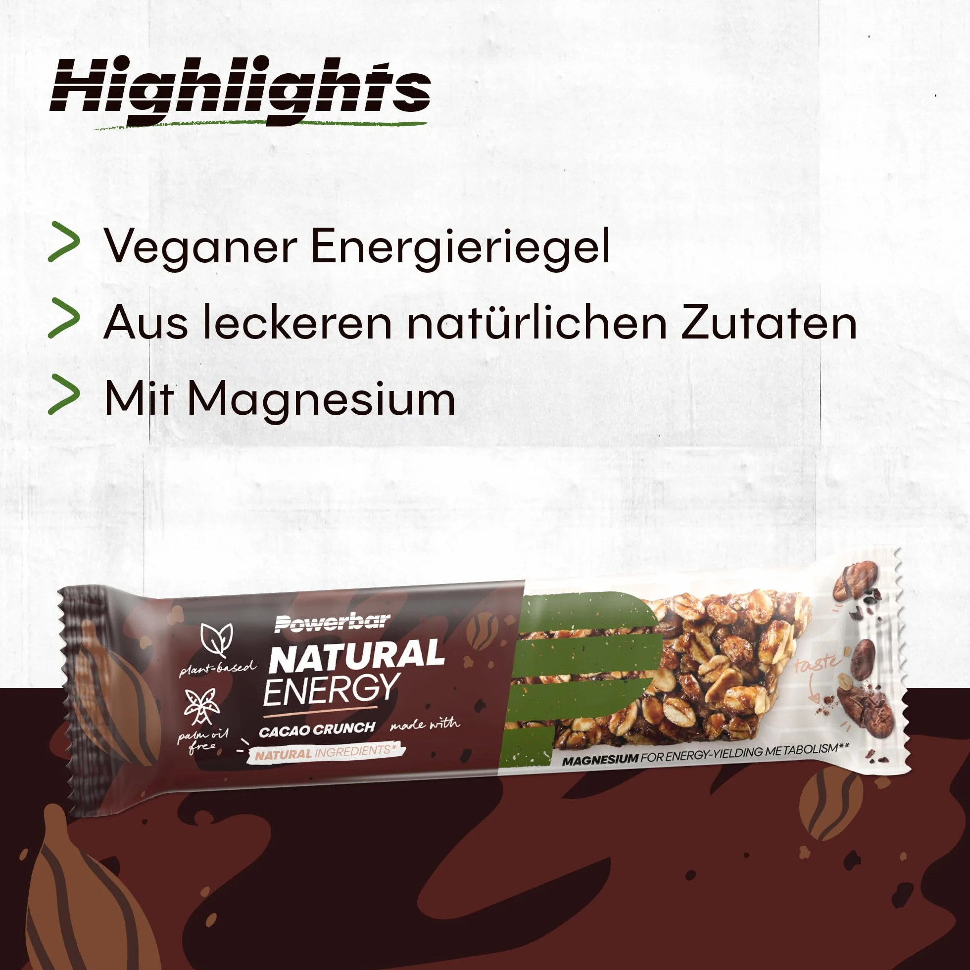 PowerBar Natural Energy Cereal Cacao Crunch 24x40g - Barrette Energetiche Carboidrati Vegetali Magnesio