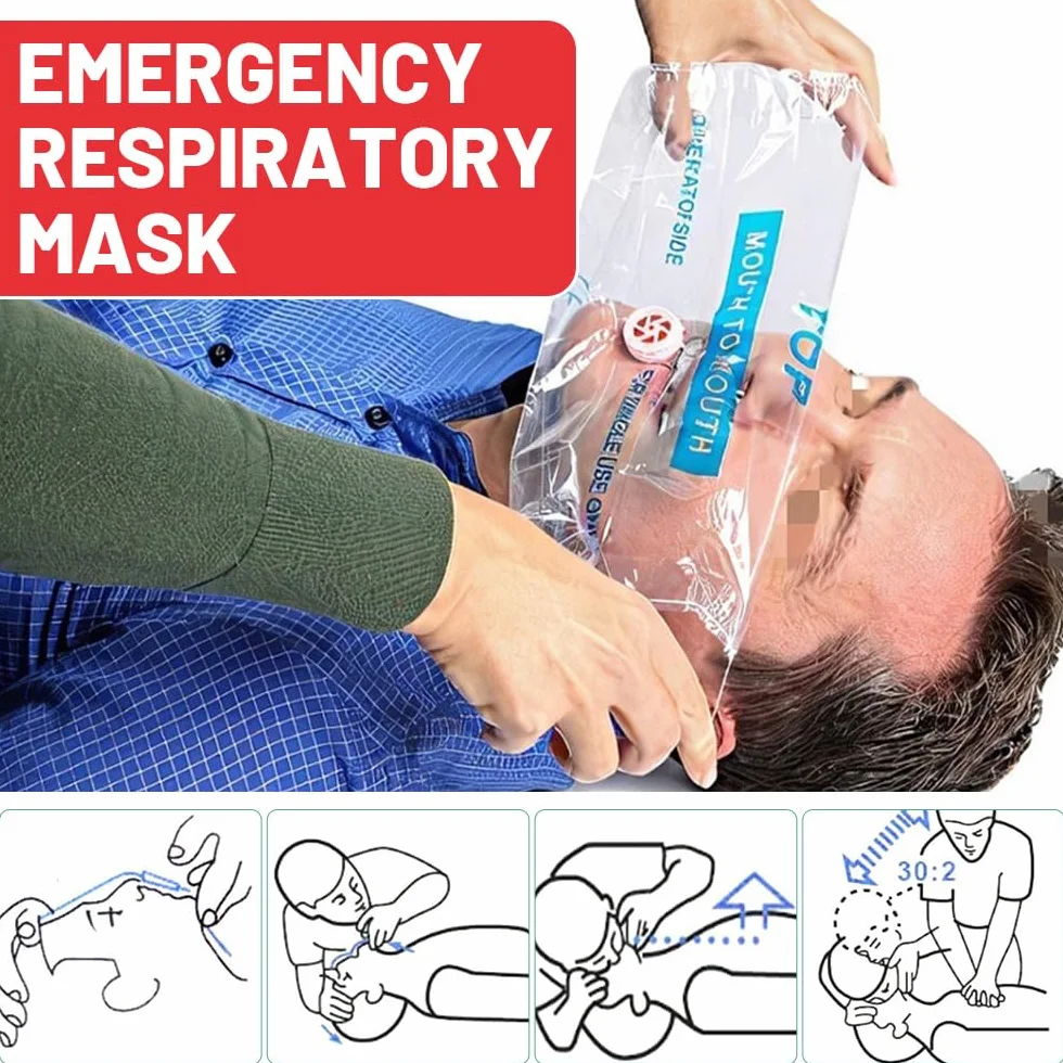 Pocket Mask 4 Pezzi Rosso Nero 5Cm Larghezza 5.5Cm Mascherina Respirazione Primo Soccorso Bocca A Bocca
