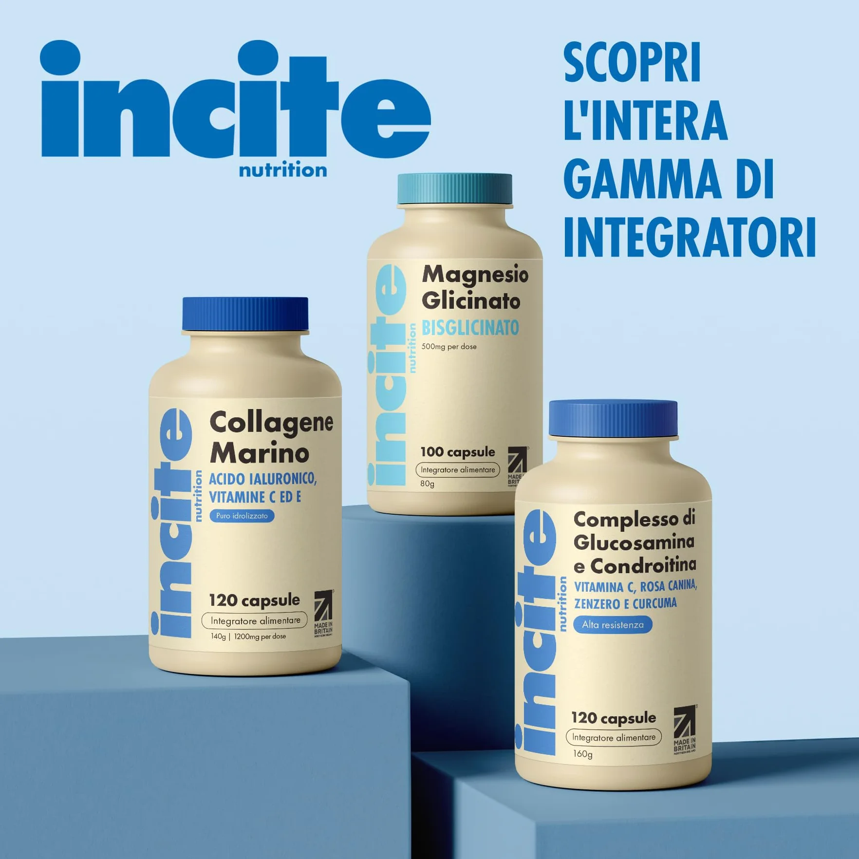 Incite Nutrition Complesso ad alta resistenza con glucosamina e condroitina con MSM, vitamina C, zenzero, rosa canina - Integratori per la cura delle articolazioni, 120 pezzi (confezione da 1)