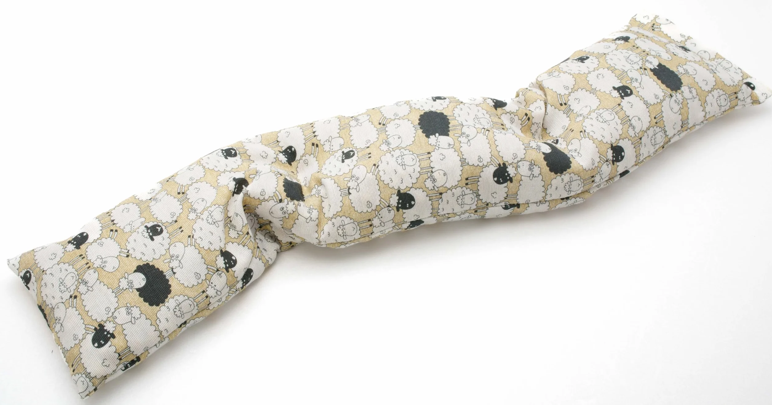 Fascia con noccioli di ciliegia sfoderabile e lavabile scaldacollo per mal di pancia, febbre alta (900gr. - 58x12x5cm) con Pecorelle. Terapia caldo freddo. Prodotto in Emilia Romagna