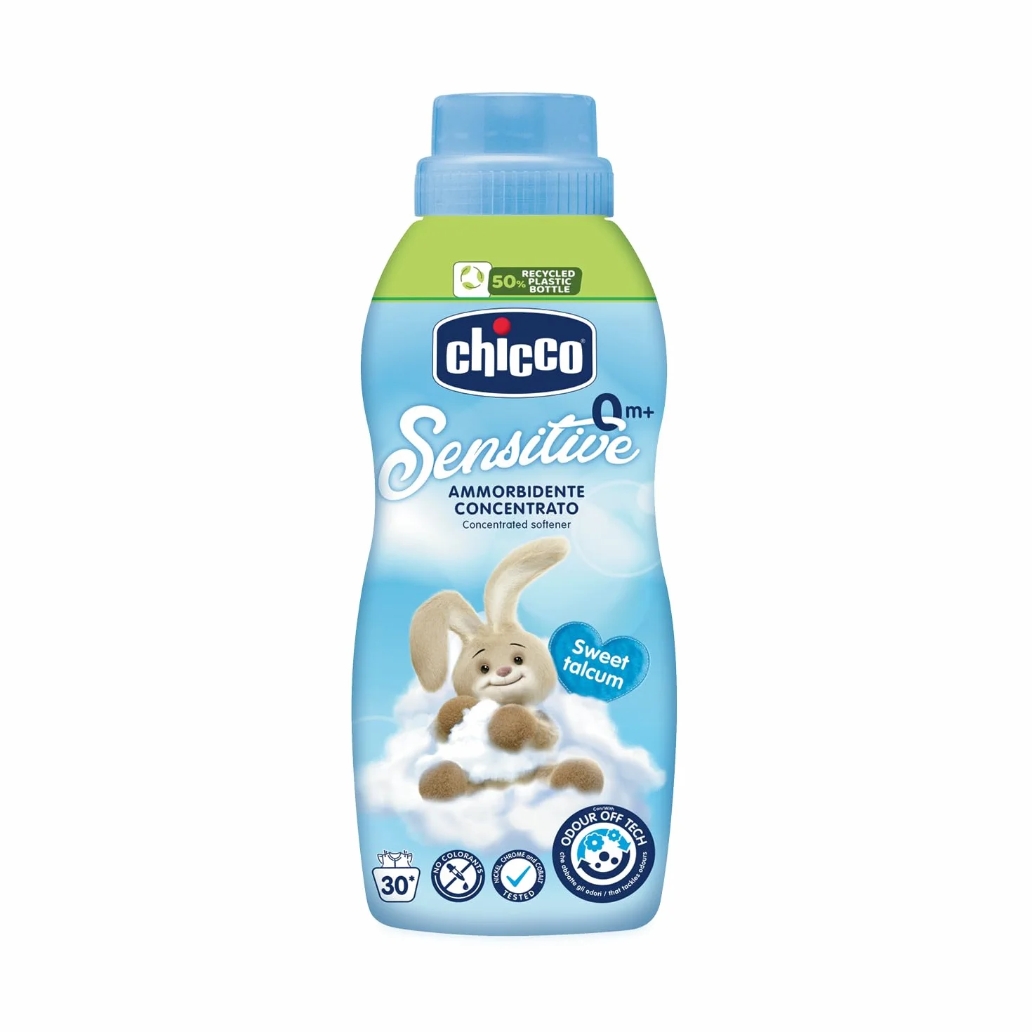 Chicco Sensitive Ammorbidente Concentrato 750ml, Ipoallergenico Cuore di Talco 0+ Mesi, Freschezza Intensa e Morbidezza Duratura, Senza Coloranti