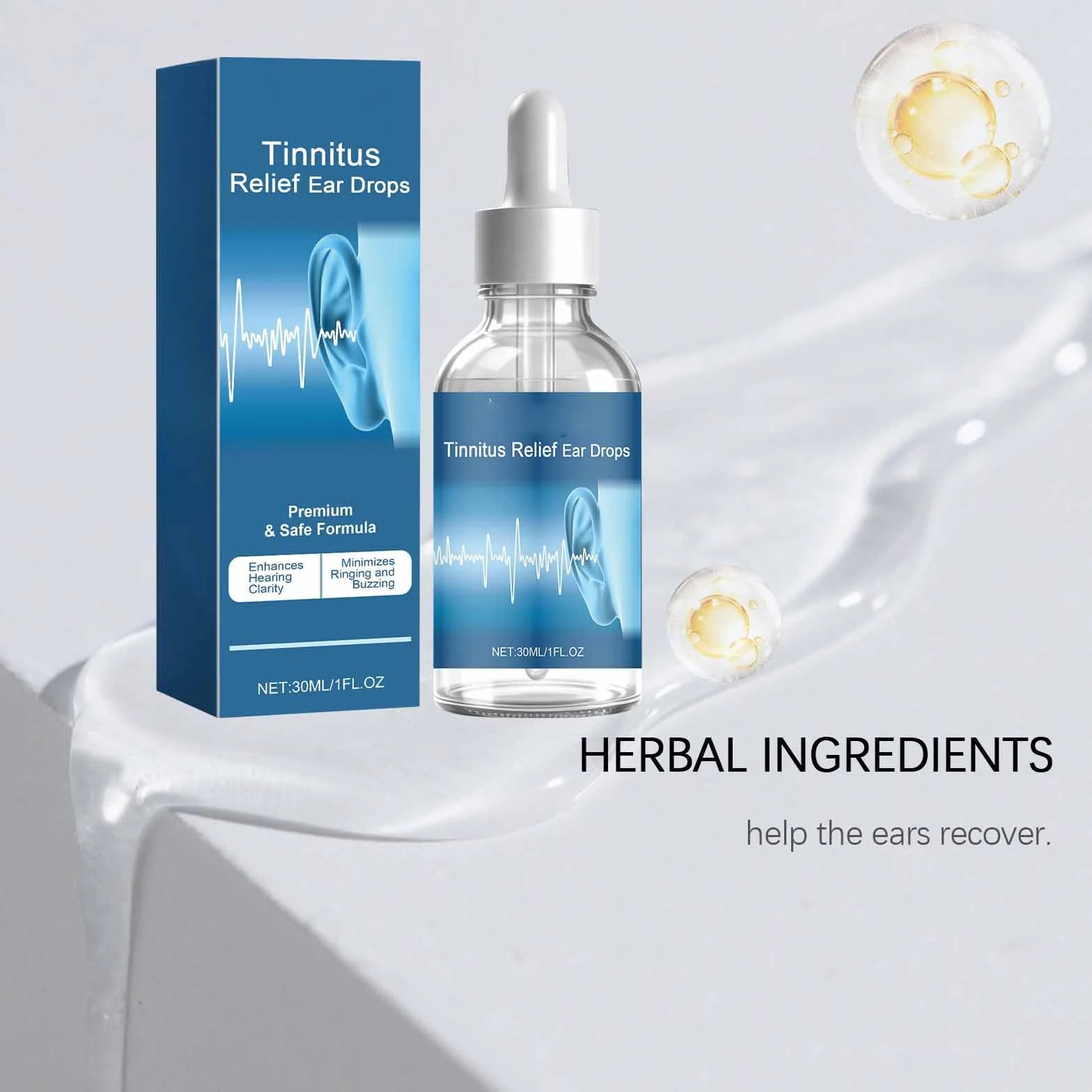 Gocce per Le Orecchie di Acufene,Efficace Dontro L'acufene Acuto e Cronico,Sollievo da Acufene e Ronzio per le Orecchie,Rilascio,Gocce Alleviare Acufenes 1PC