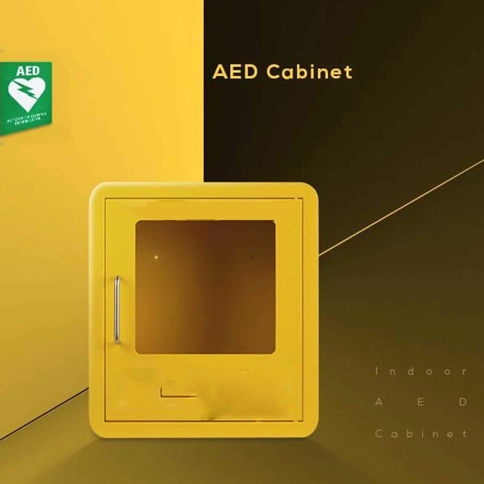 Armadietto per Defibrillatore DAE da Parete con Allarme e Doppio Interruttore Giallo