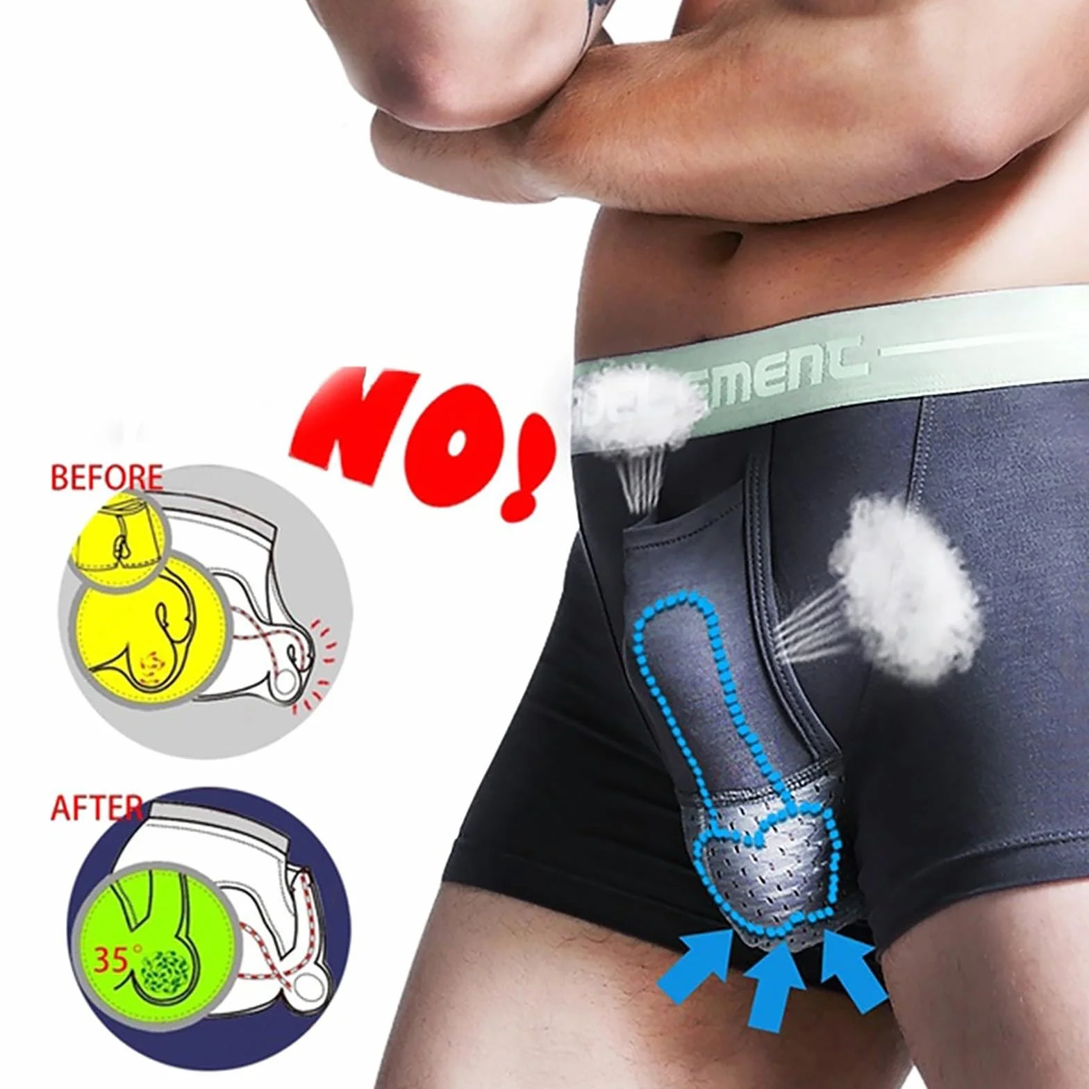 Generico Boxer da Uomo con Tasca di Supporto, Biancheria Intima Atletica in Cotone, Traspirante Comfort