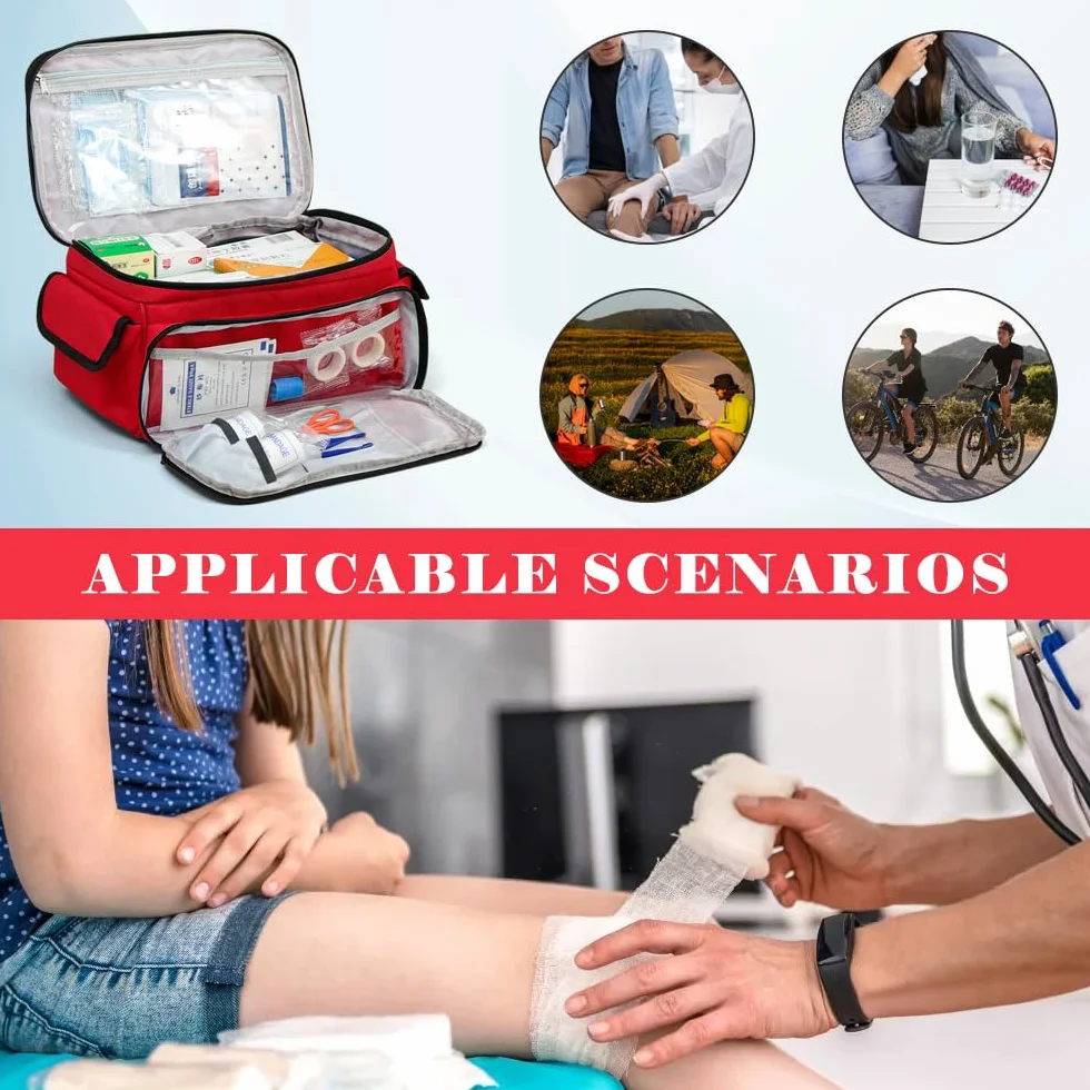 Borsa Pronto Soccorso Grande Capacità Impermeabile Porta Medicine da Viaggio Portatile Kit
