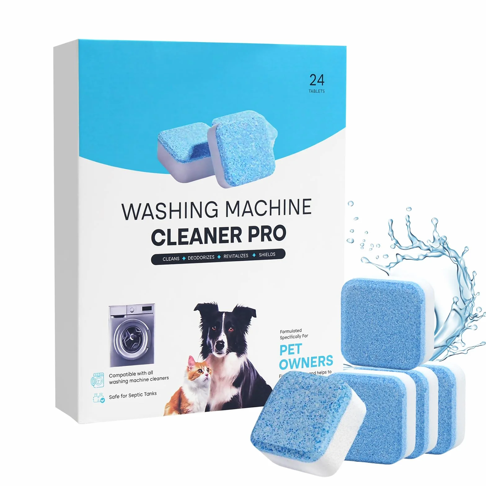 Pulitore per Lavatrice 24 Pezzi Pastiglie Anticalcare Effervescenti Rimuove Sporco Odori
