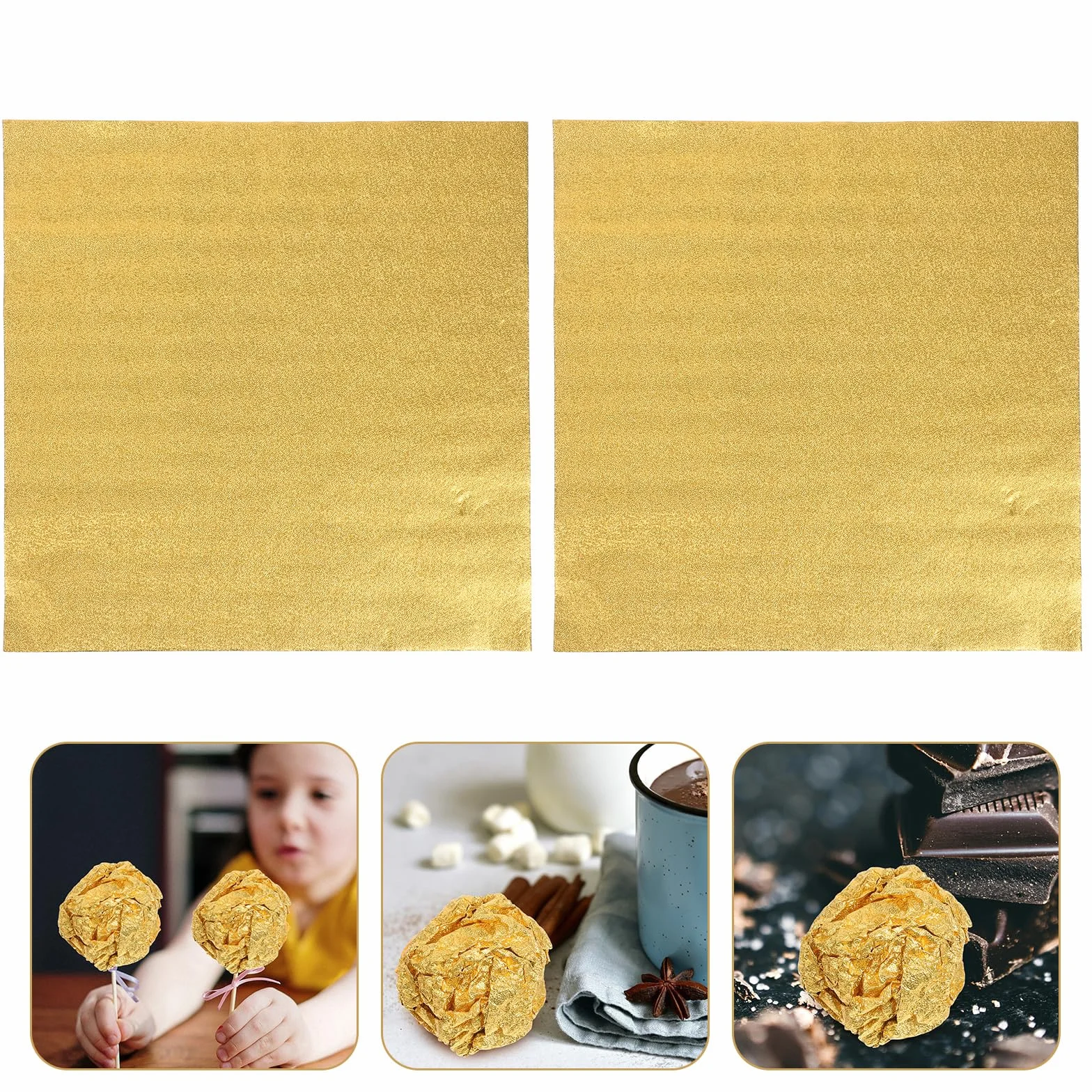 Carta Stagnola Dorata Per Cioccolatini - 200 Fogli Di Alluminio Per Confezionare Dolci, Regali E Alimenti - 20x20cm