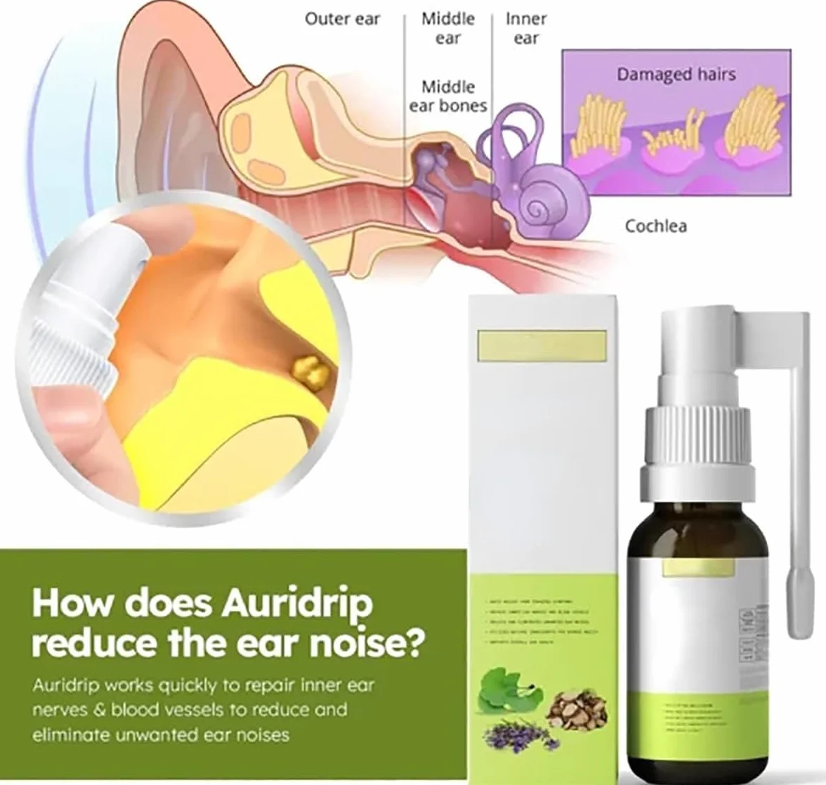 Spray per sollievo da acufene 2 pezzi
