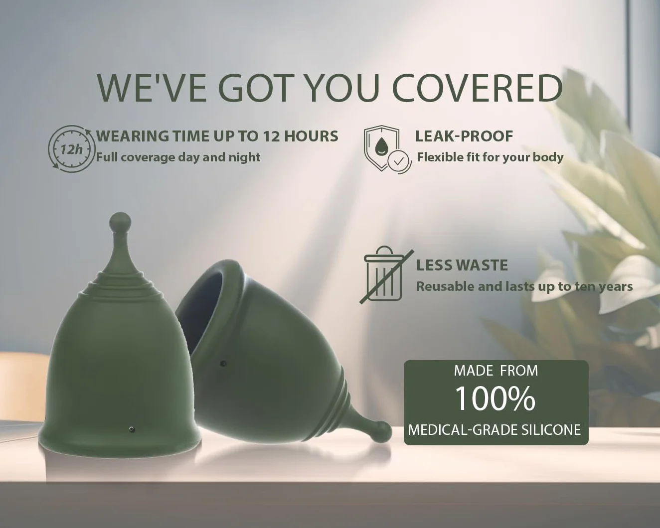 Coppetta Mestruale S in 100% Silicone Medico con Sterilizzatore e Sacchetto in Cotone | Kit Coppetta Riutilizzabile, Senza BPA, Fino a 12 Ore di Protezione