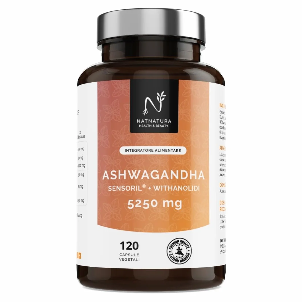 Ashwagandha Sensoril® 5:1 Estratto 10:1 5250 mg 120 capsule vegane Concentrazione superiore KSM-66