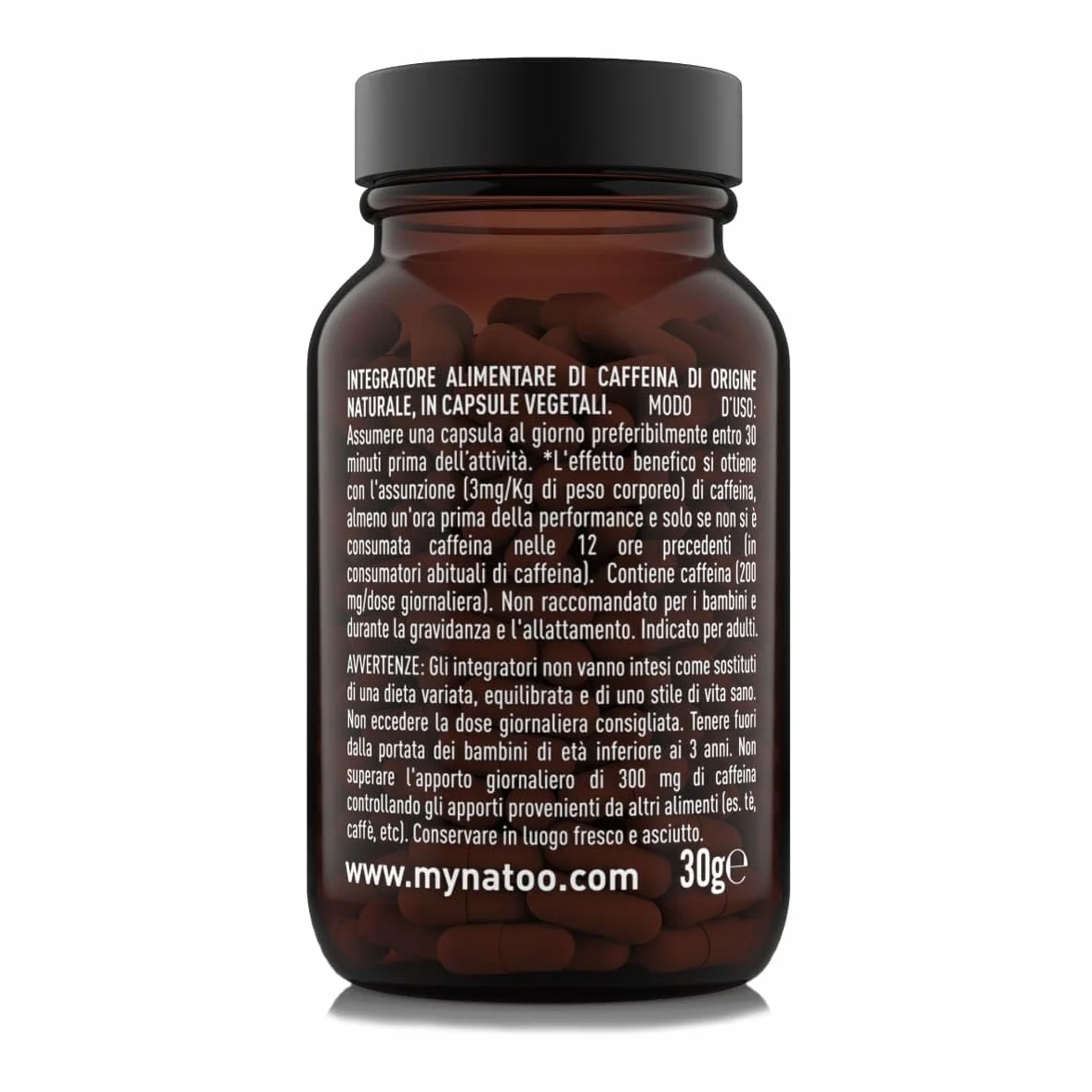 Caffeina 200mg 60 Capsule Vegane, Caffeina Pura da Caffe Verde Coffea arabica, Pre-Workout Integratore