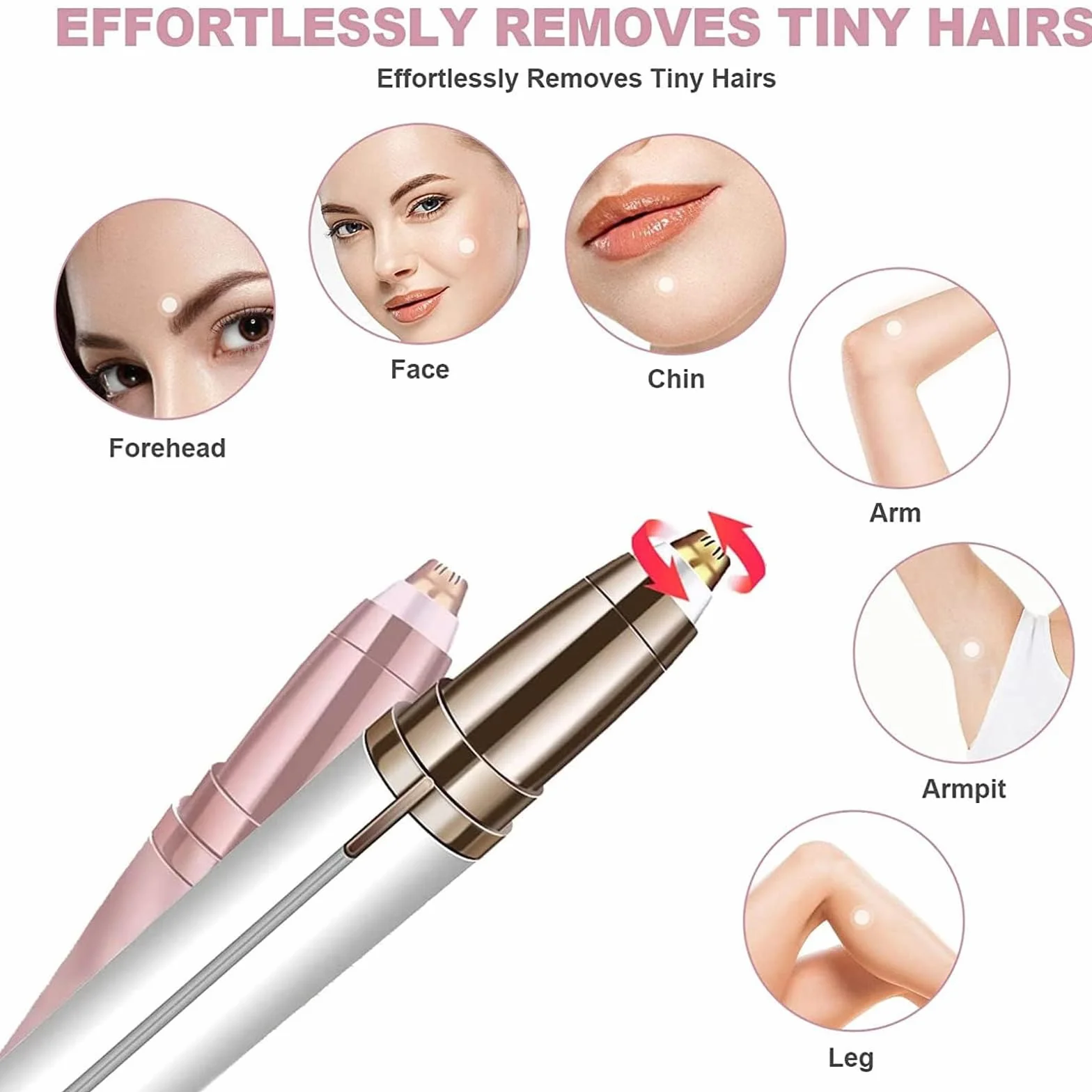 Epilatore Donna Sopracciglia Labbra Corpo Viso Champagne Oro