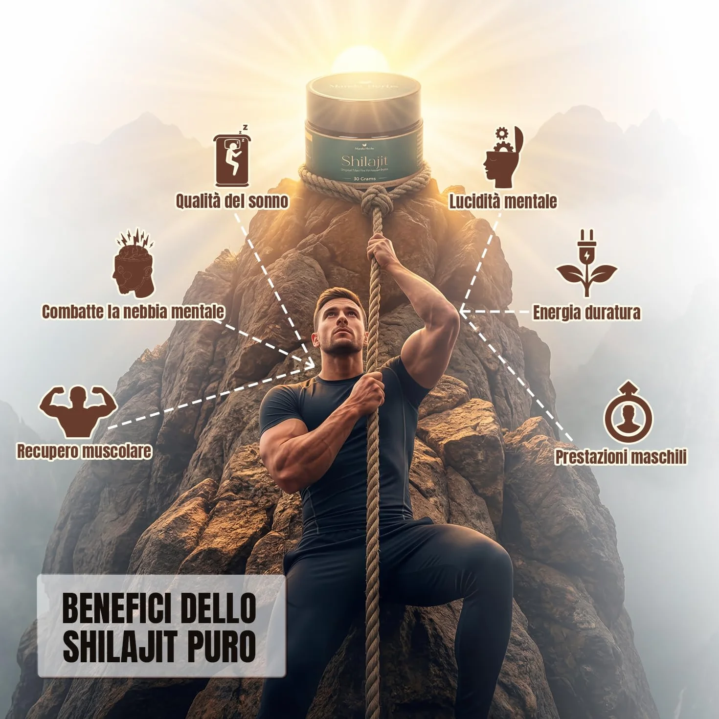 Himalayan Shilajit Resina Puro Originale 50 g | 100% Originale con Acido Fulvico e Acido Umico | Oltre 85 Minerali ed Oligoelementi | Vitalità ed Energia Naturale per Uomini