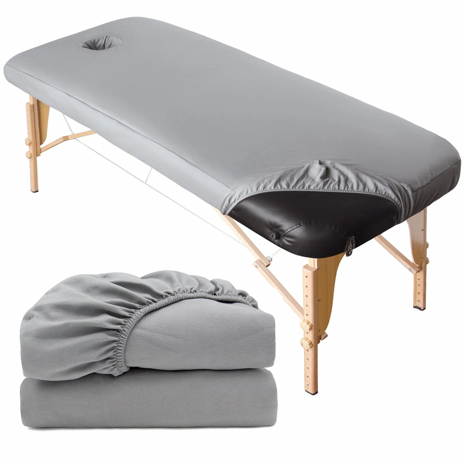 Copertura Protettiva per Lettino da Massaggio 70x190cm Lavabile con Elastici Grigio