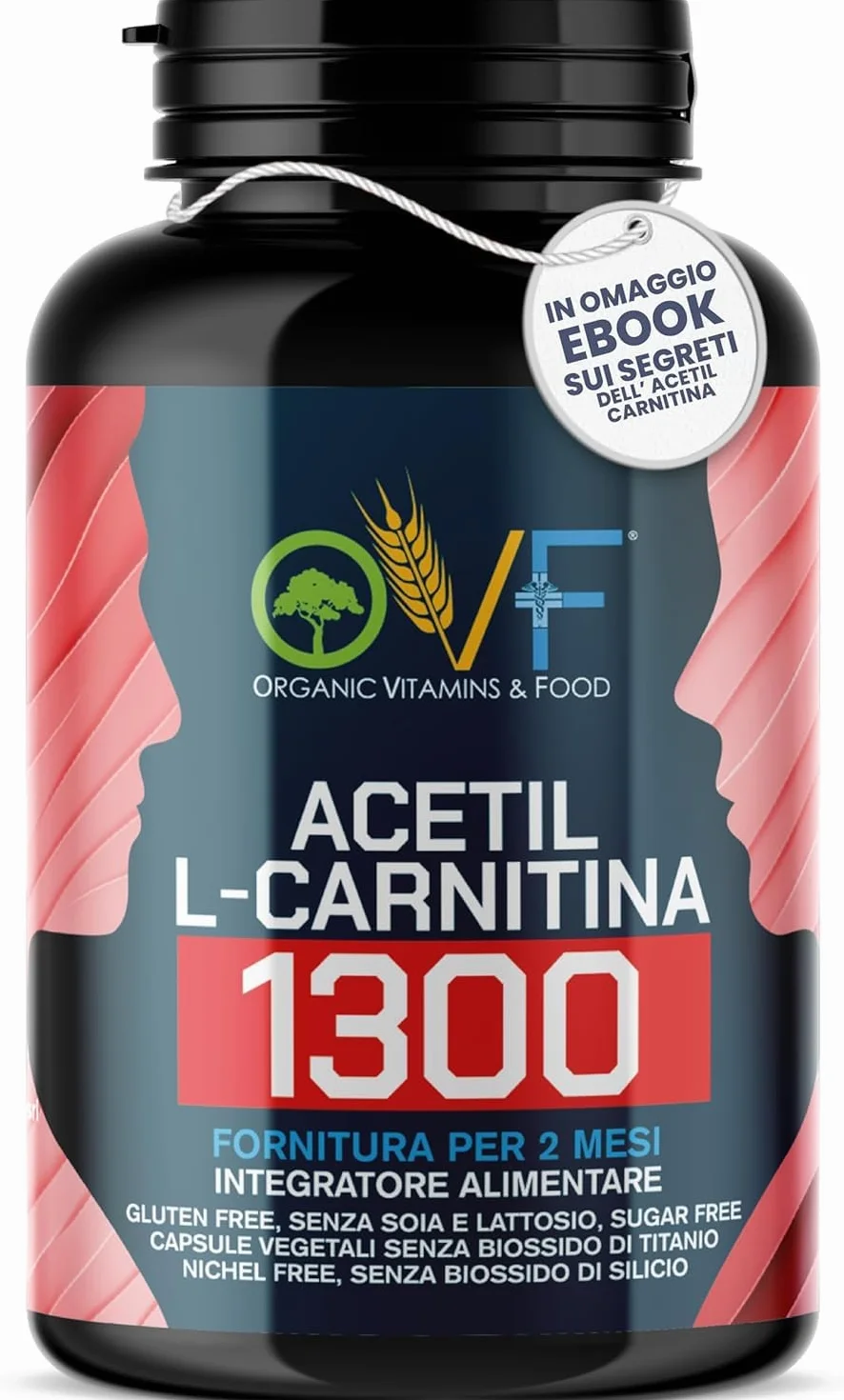 Acetil L-CARNITINA 1300mg 120cps - La Carnitina Energia Metabolismo dei Grassi - Made in Italy