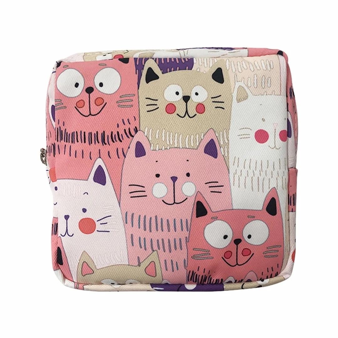 Borsa portatile impermeabile per assorbenti igienici rosa con cerniera, mini pochette da donna