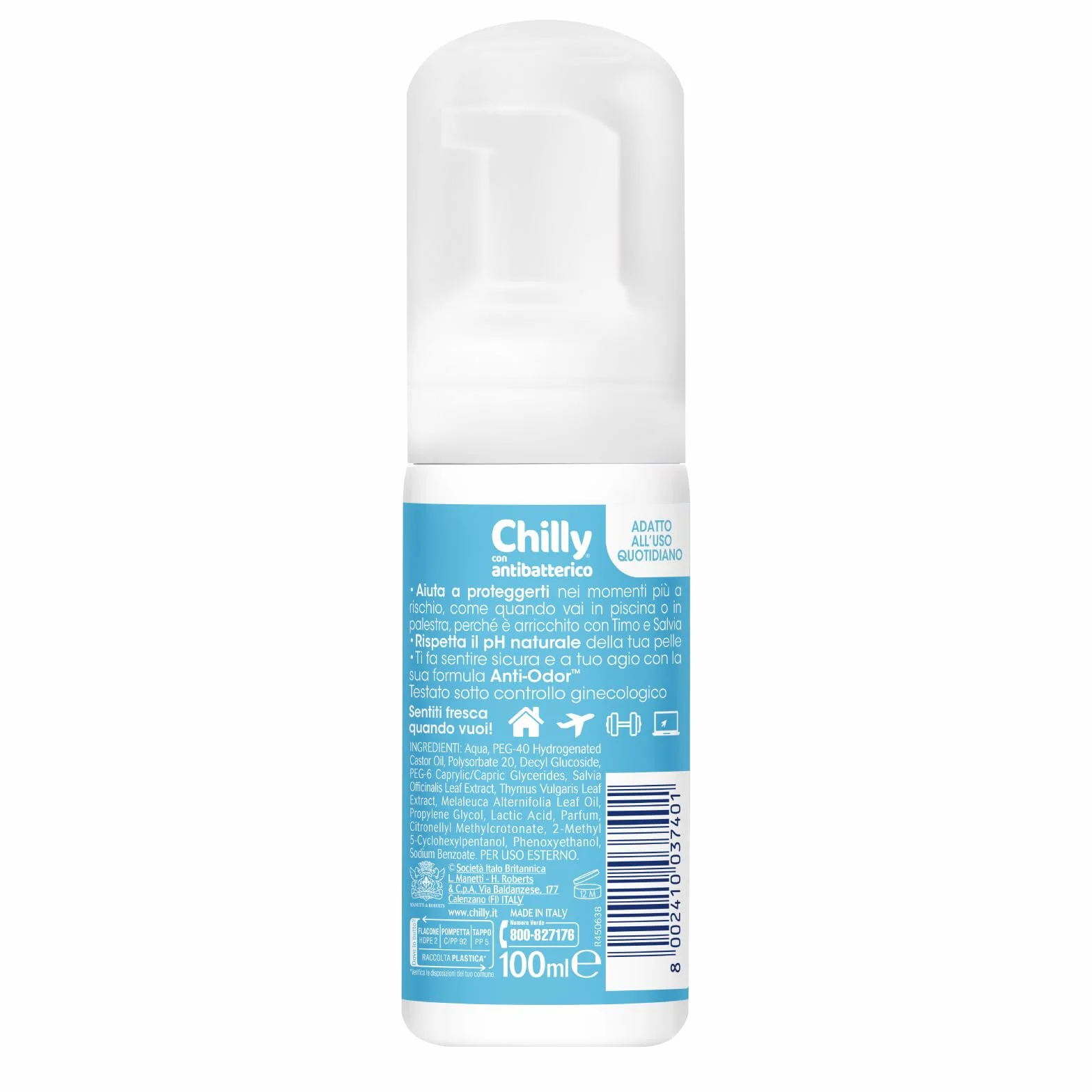 Chilly Antibatterico Detergente Intimo Mousse Senza Risciacquo pH 5 3x100ml