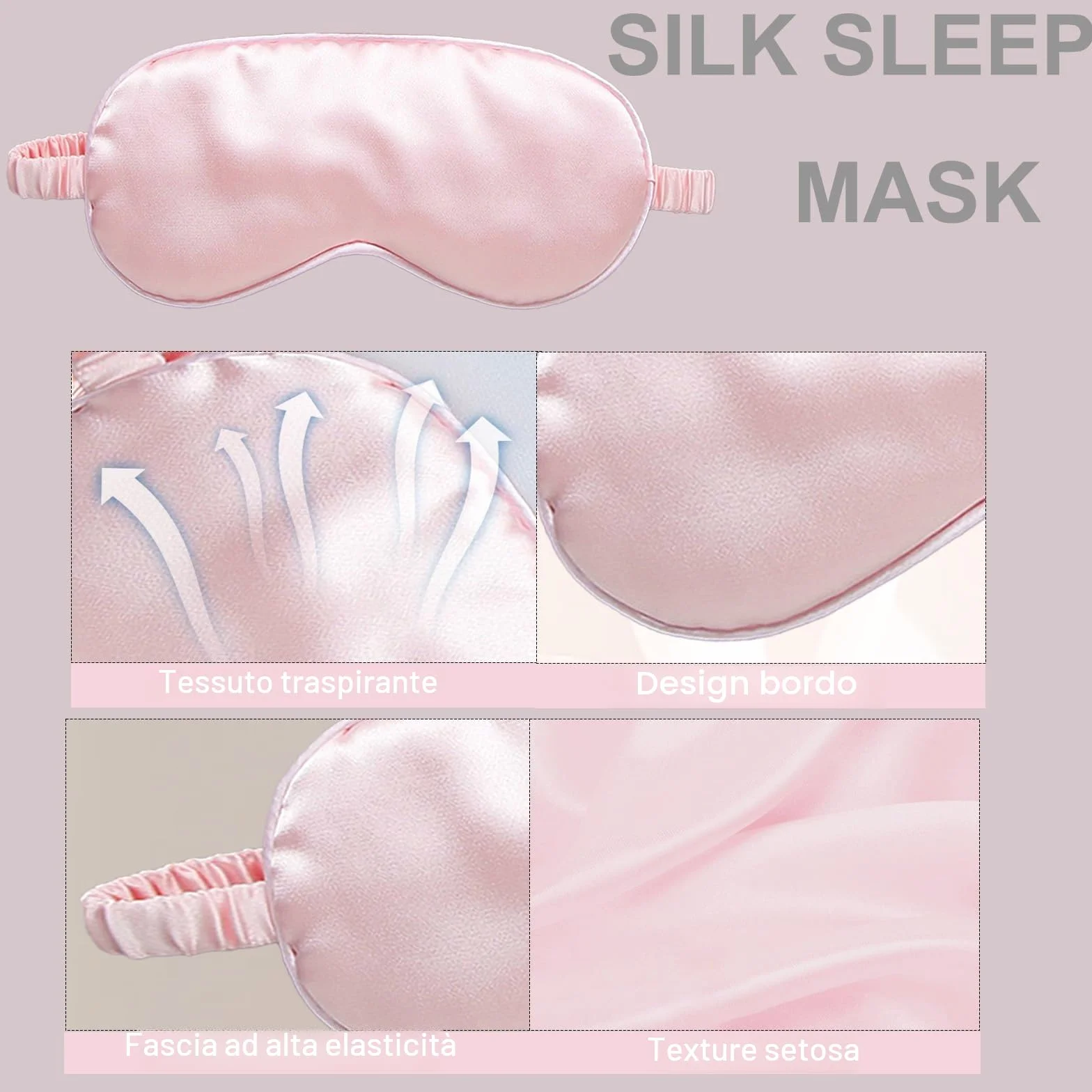 KEYRI 4 Pezzi Mascherina per Dormire per Donne, Maschera per Dormire Seta Mascherina per Occhi Antiluce e Morbida Mascherina Occhi per Dormire per Viaggi Pisolino con Fascia Elasticità