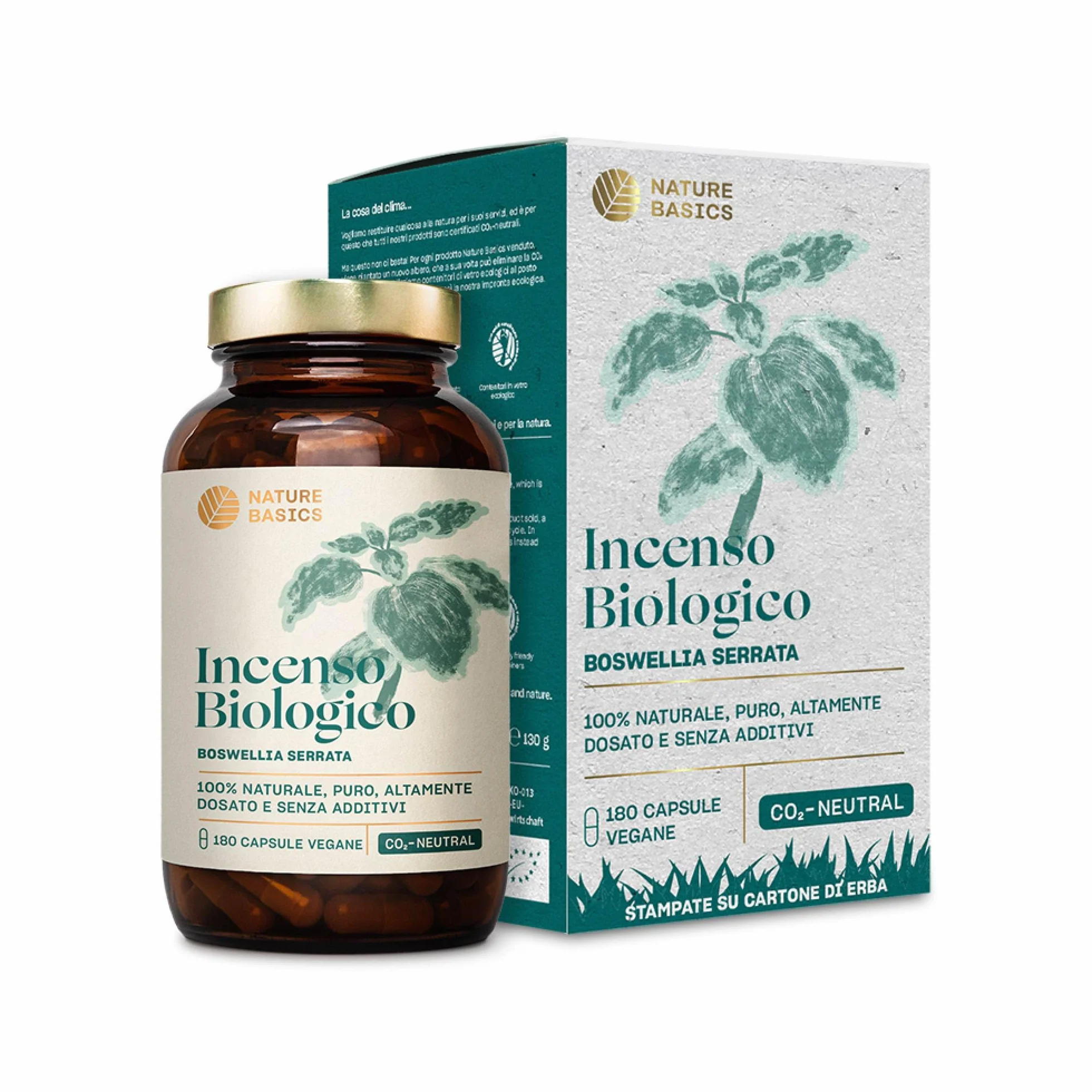 Capsule di incenso biologico - 180 capsule ad alto dosaggio / 500 mg di estratto di incenso biologico per dose giornaliera/Integratore alimentare ayurvedico di alta qualità/Vegano e sostenibile