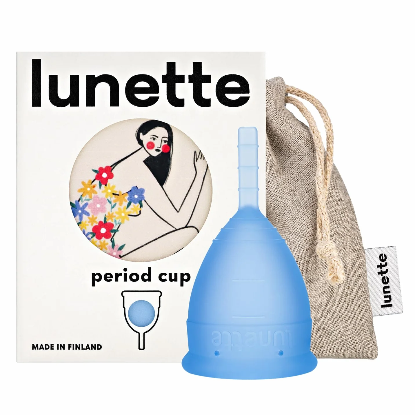 Lunette Coppetta Mestruale – Coppetta Mestruale Riutilizzabile – Silicone Medicale senza BPA – Fino a 12 Ore di Comfort – Alternativa ai Tamponi - Taglia 1 Blue