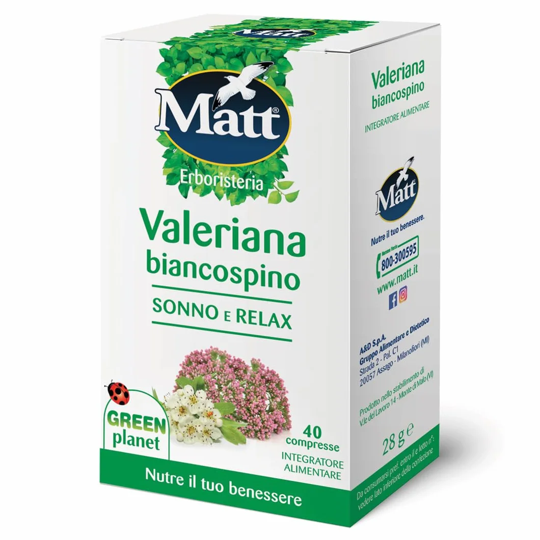 Valeriana Biancospino Sonno e Relax Integratore Alimentare 40 Compresse 28 g