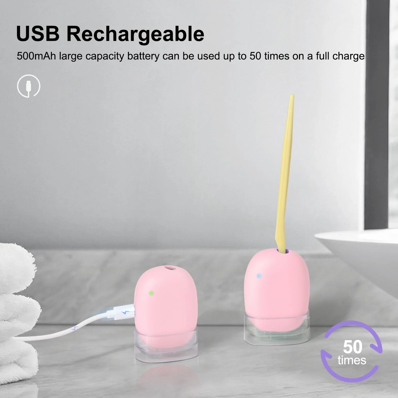 Custodia per spazzolino disinfettante UV, mini portaspazzolino portatile, sterilizzante, rosa, adatta a tutti gli spazzolini elettrici e manuali