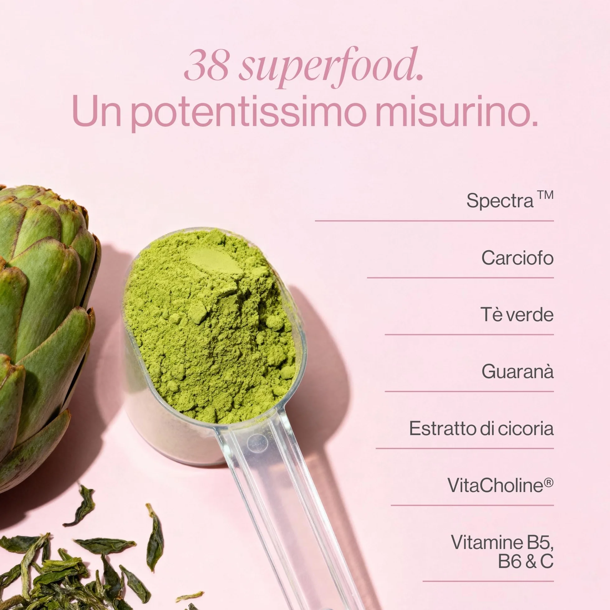 Super Greens Power con Guaranà, Inulina e Tè Verde - Gusto Limone - Bevanda Supergreen in Polvere con Radice di Cicoria, Carciofo, Colina e Vitamine - 160 g - TummyTox