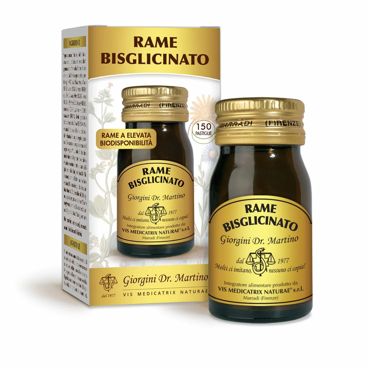 RAME BISGLICINATO pastiglie - 30 g (Integratore di rame bisglicinato ad elevata biodisponibilità - 150 dosi da 1 pastiglia, 5 MESI di SCORTA)