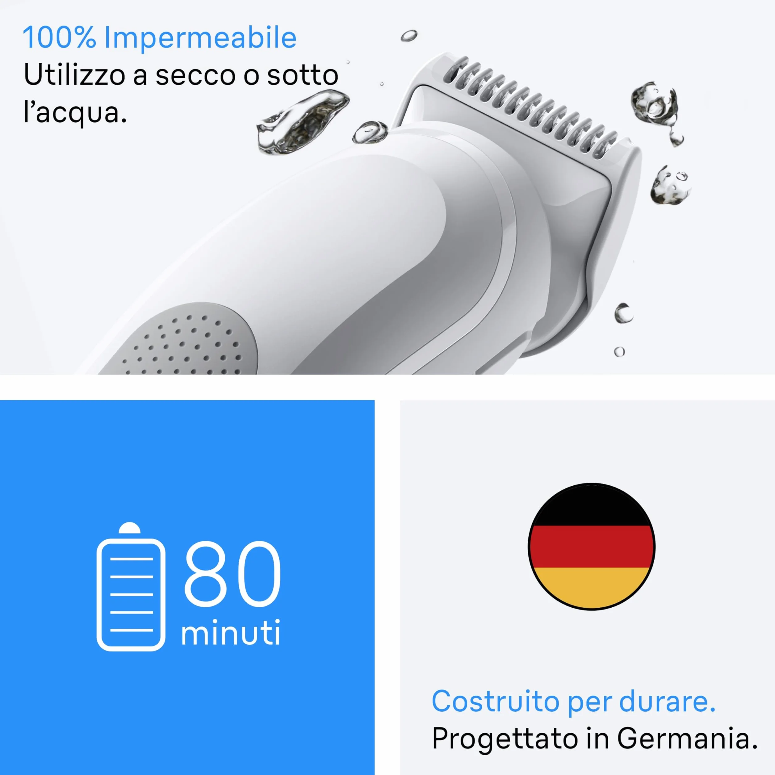 Braun Series 3 Rasoio Elettrico Corpo Uomo con Skinguard, Impermeabile, 80 Min Utilizzo, Grigio