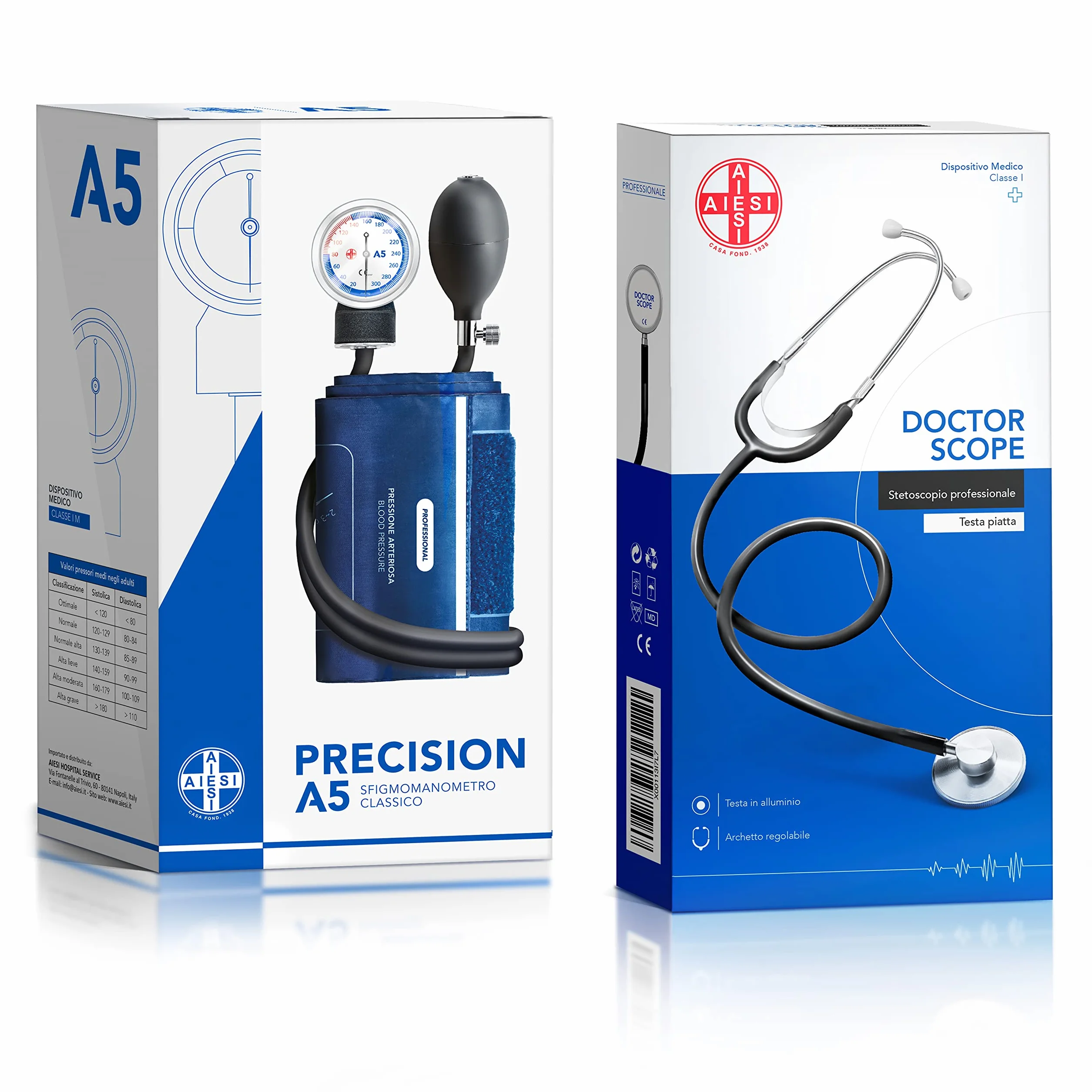 AIESI® Armadietto di pronto soccorso metallo con sfigmomanometro per aziende DM388/DL81 Made in Italy