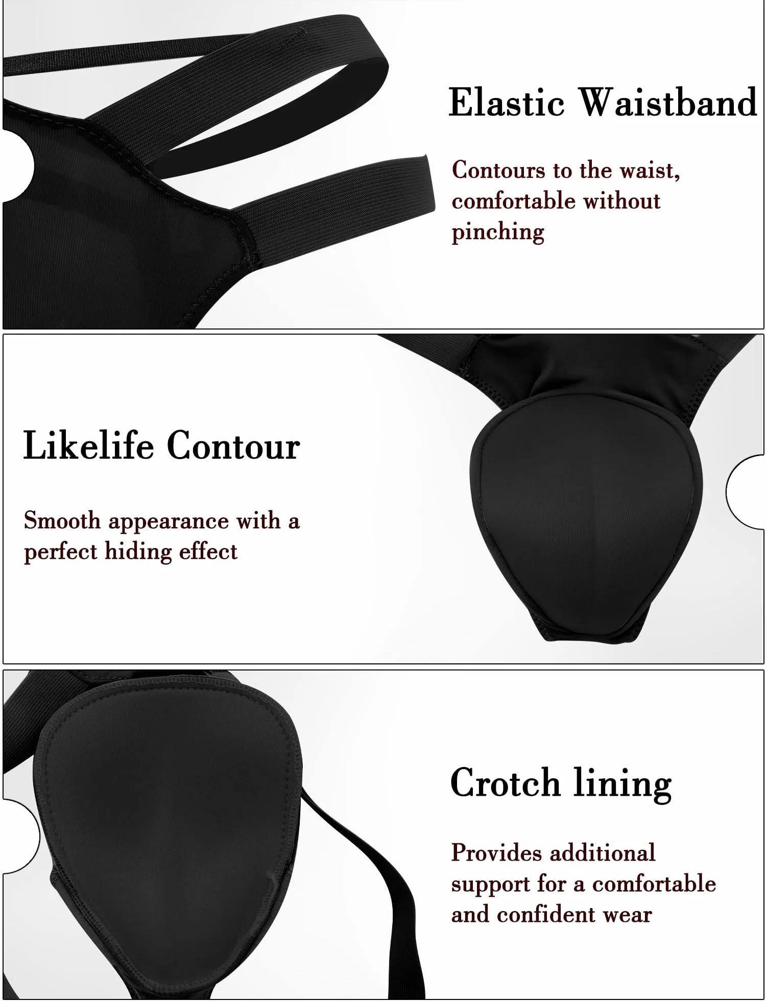 AIEOE Gaff Panty Crossdresser Nascondi Lettera Elastica Transgender Tanga Bandage Intimo M L