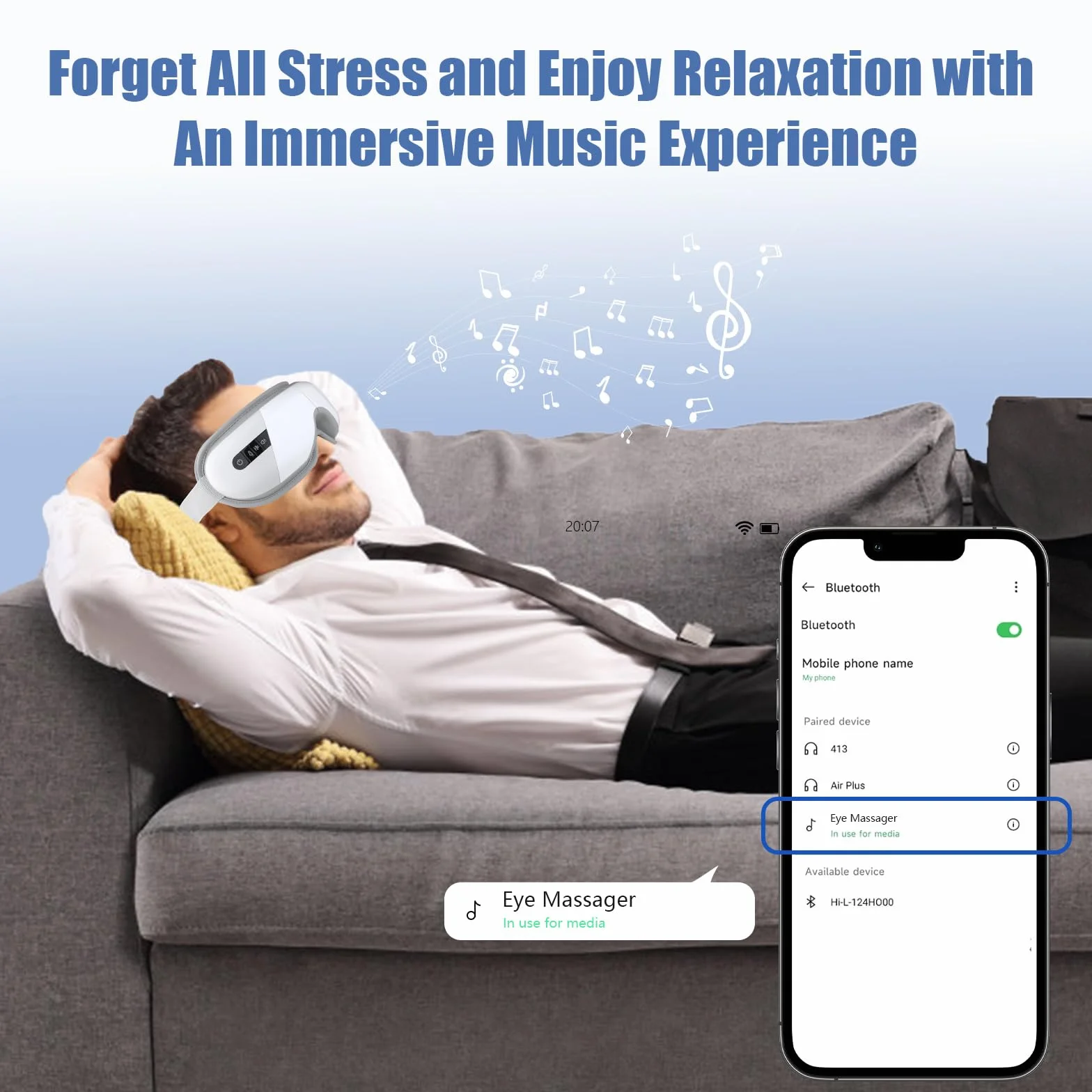 Maschera Elettrica per gli Occhi con Calore, Musica Bluetooth e Vibrazione Multifrequenza