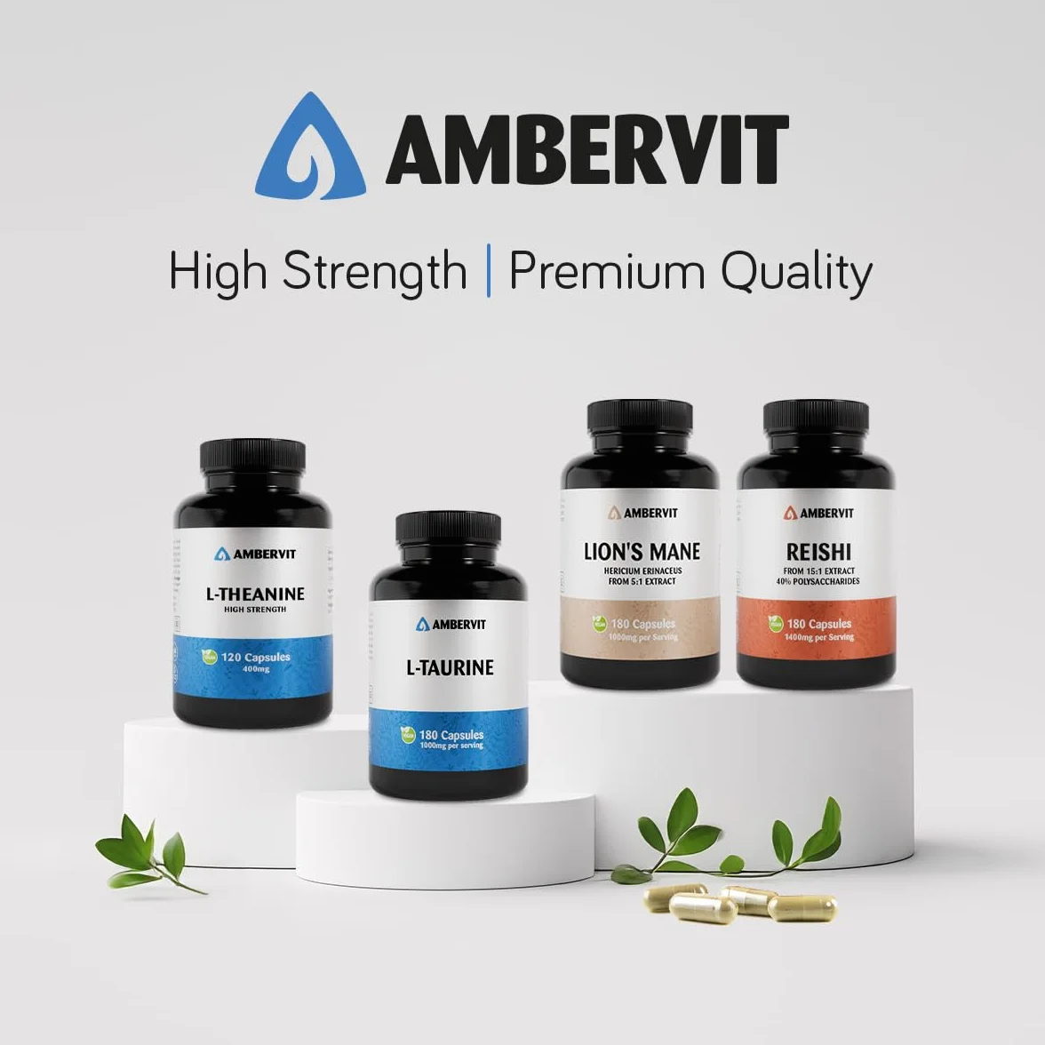 Ambervit Taurina Integratore 1000 mg 180 capsule Aminoacido Vegano Alto Dosaggio Senza Riempitivi Artificiali Senza Glutine