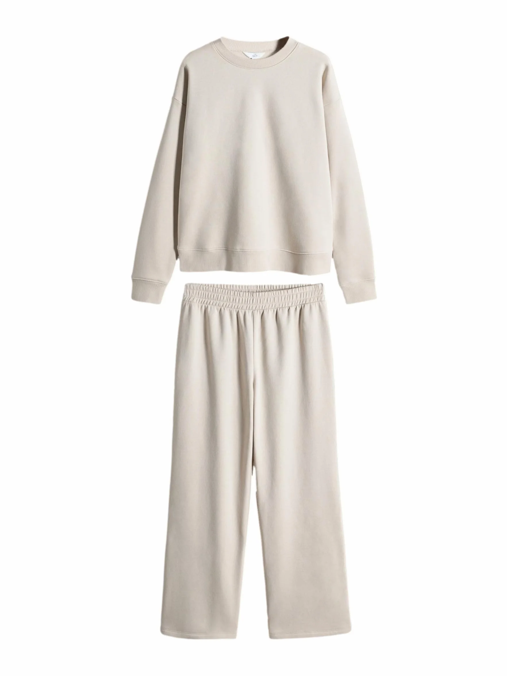 THE SET Donne Completo 2 pezzi con felpa girocollo e pantaloni da jogging a gamba larga