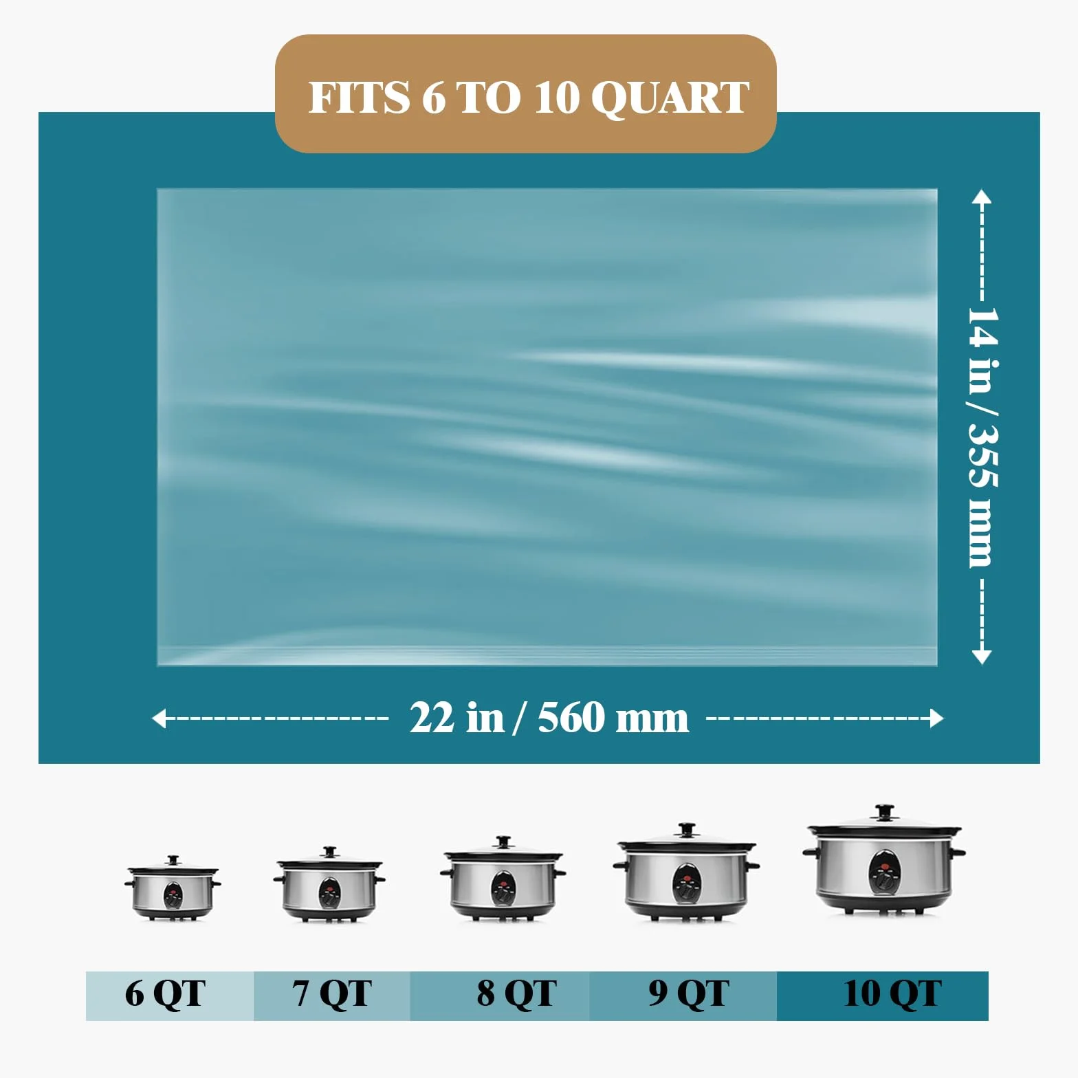 Fodere per cottura lenta, confezione da 20 sacchetti di cottura sacchetti di plastica usa e getta di grandi dimensioni, adatti per vassoi da 6QT a 10QTFor Slow Cooker, 35,6 x 55,8 cm, 20 fodere (20)