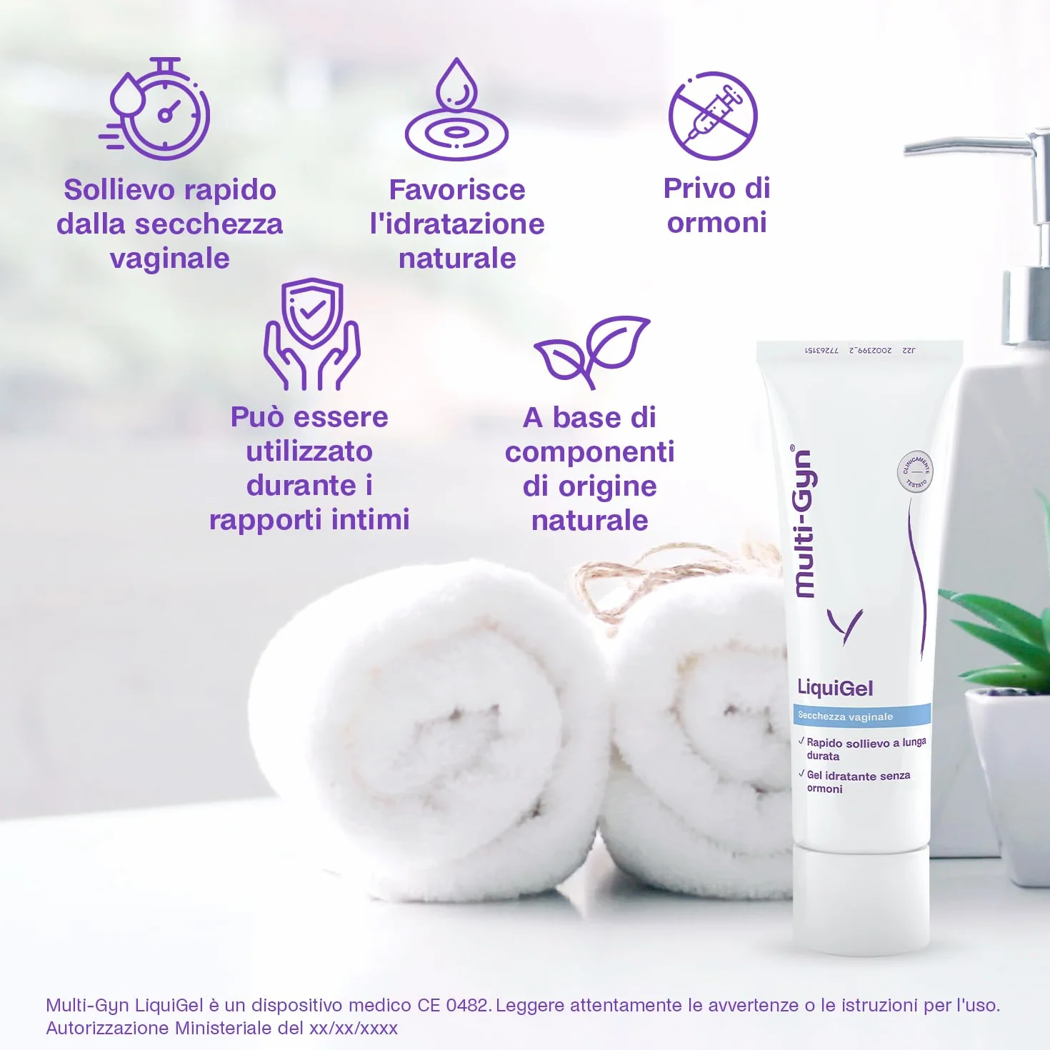 Multi-Gyn LiquiGel con applicatore per un immediato sollievo 50 ml - contro la secchezza vaginale, il dolore, il prurito o le irritazioni - Senza ormoni con ingredienti naturali