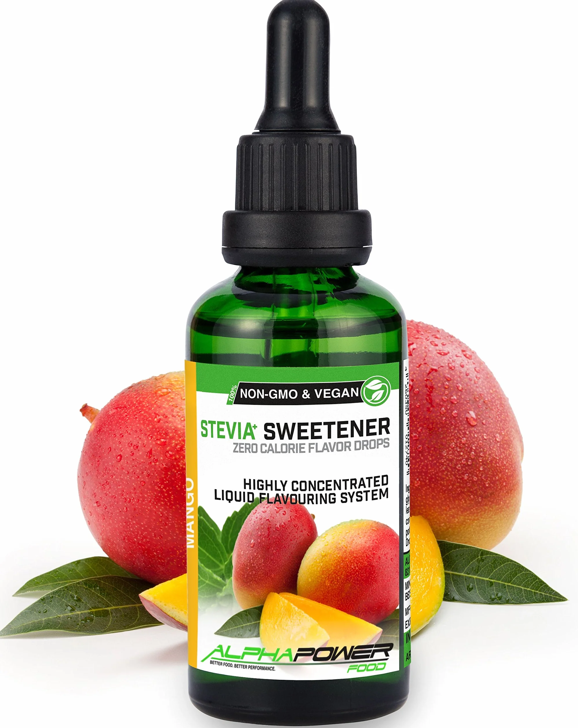Stevia liquida 5x50ml Gocce aromatizzanti dolcificante lamponi succosi ananas mango ciliegia pesca