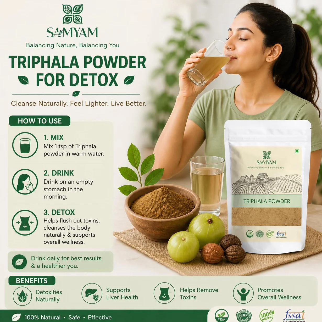 Samyam Triphala Powder, confezione da 500 g | per la digestione e la salute dell'intestino