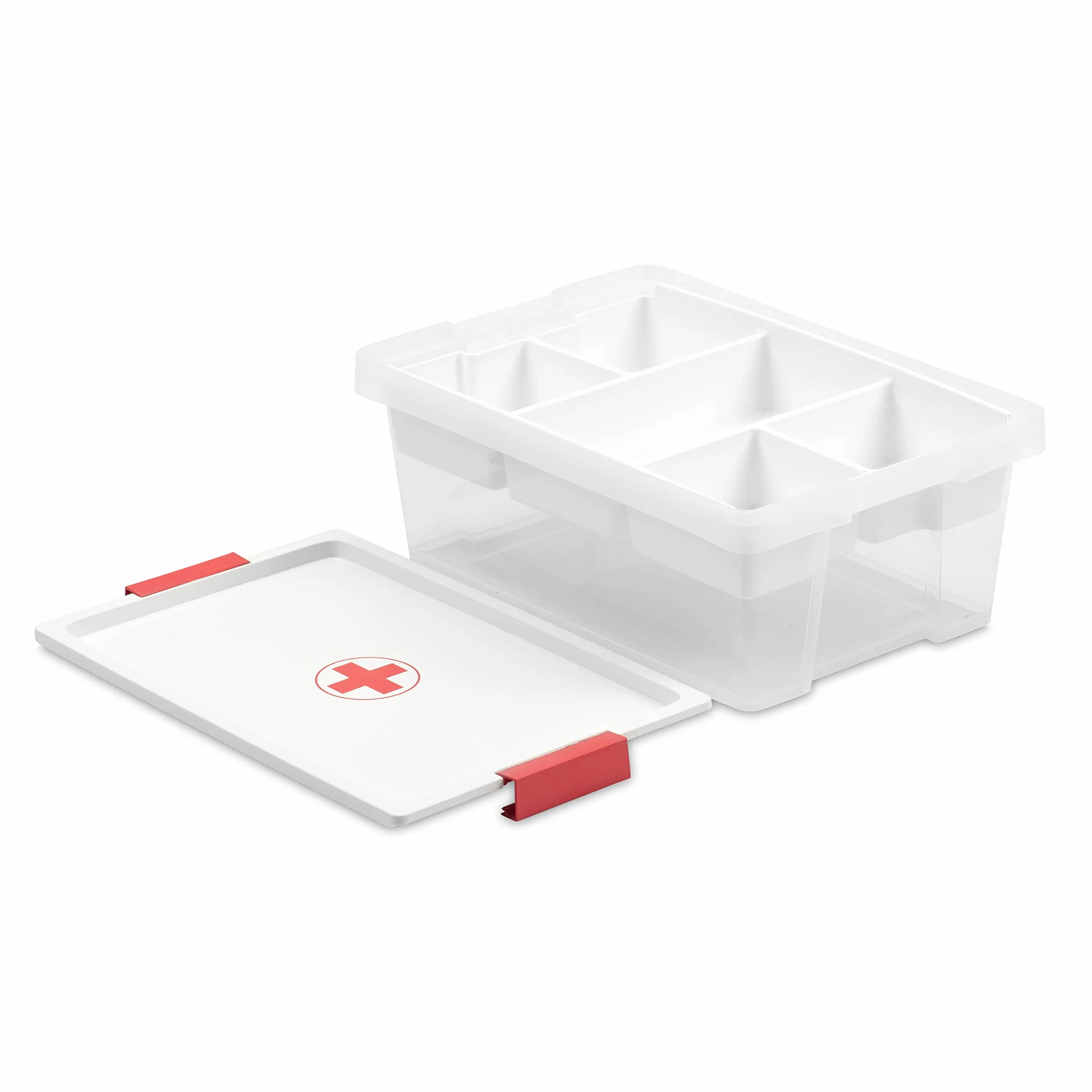 TATAY Cassetta Pronto Soccorso 7L Plastica con Coperchio Vassoio 5 Scomparti 25x36x13,5 cm Bianco