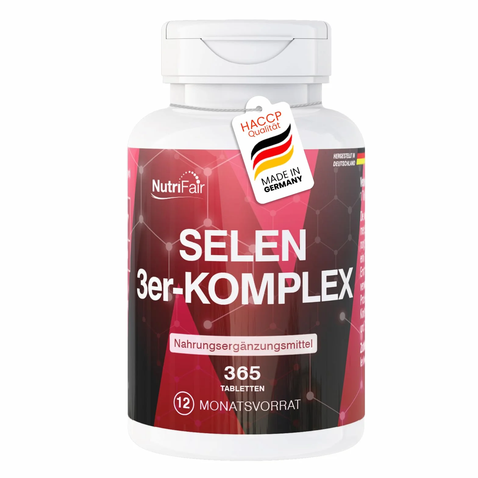 Selenium 3-complex - 365 compresse, contenente 200µg - Complesso di lievito di selenio, selenometionina e selenito di sodio - Dosaggio elevato - 100% vegano - Produzione tedesca e test di laboratorio