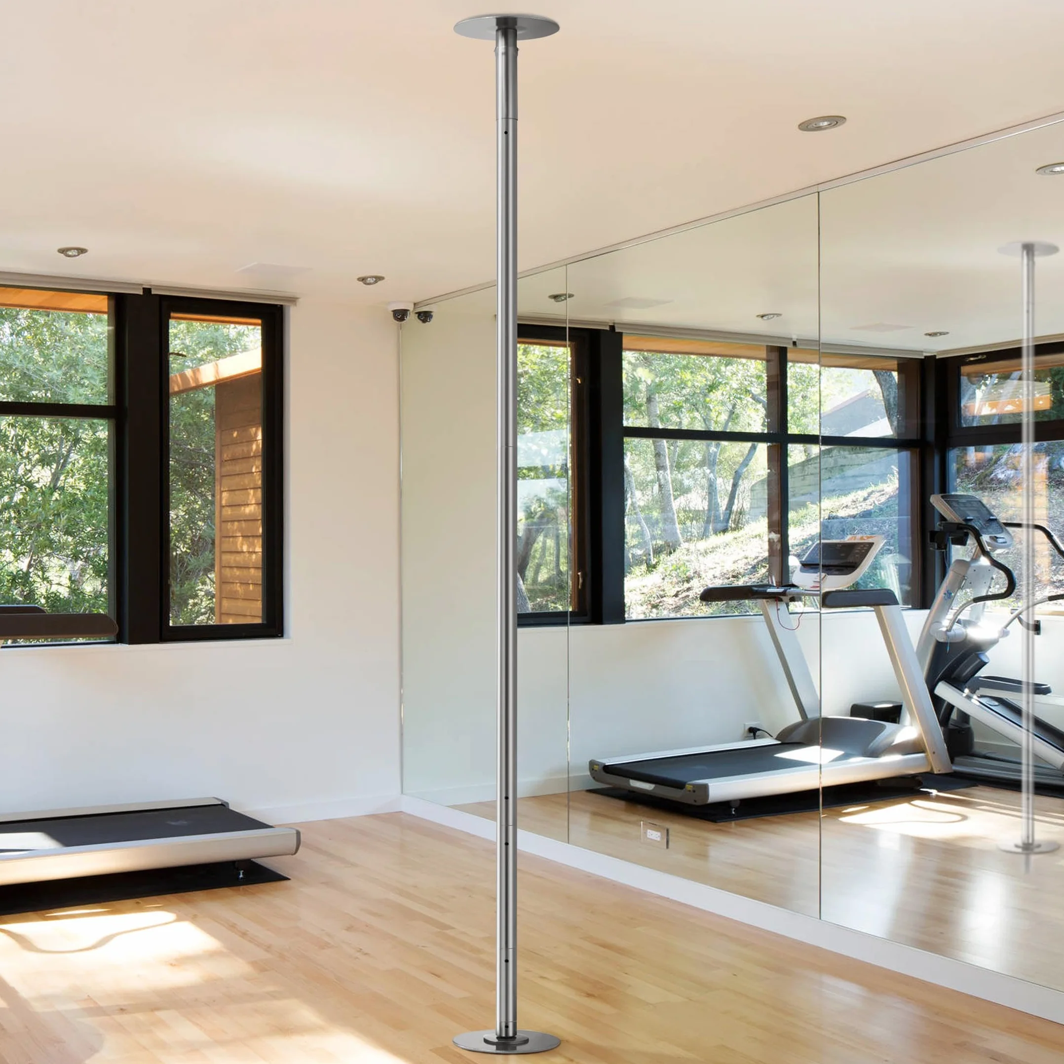 Yaheetech Palo Pole Dance da Ballo in Acciaio Regolabile 225-274,5 cm per Interni Fitness