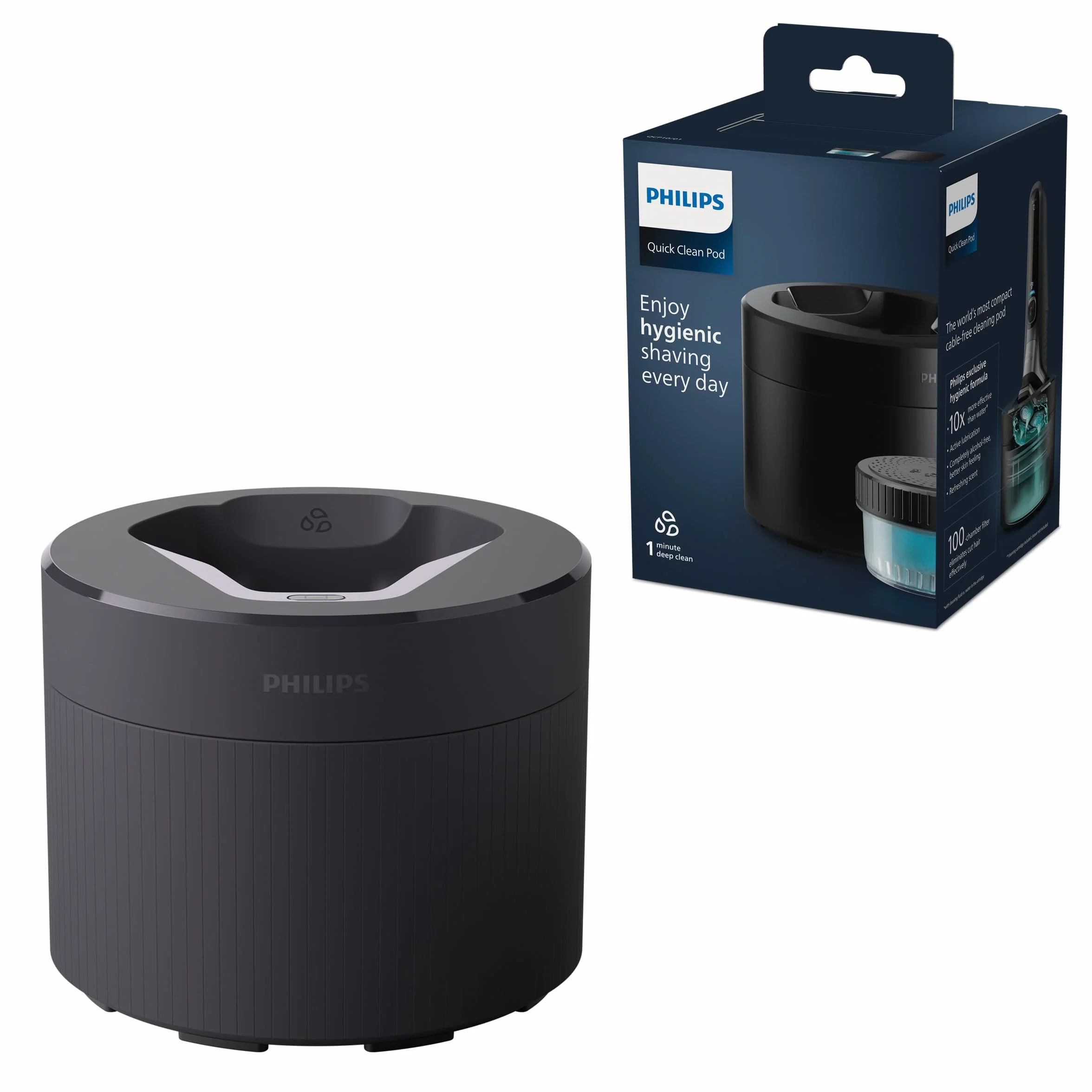 Philips Quick Clean Pod - Cartuccia di pulizia Philips per rasoi elettrici da uomo serie 5000, 7000, 8000 e 9000, detergente per rasoi elettrici da uomo (modello QCP10/01)