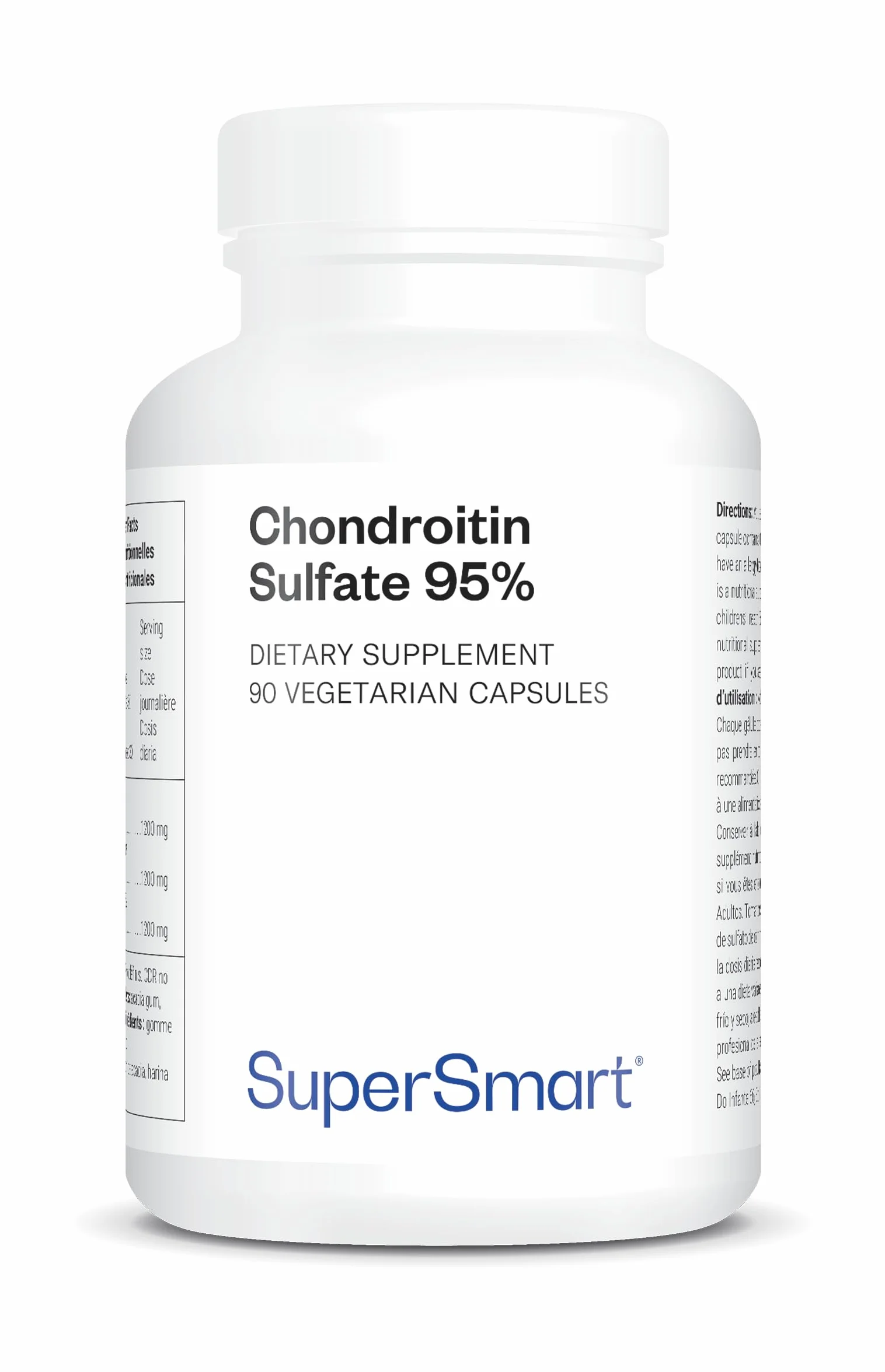 Condroitin solfato 95% - Aiuta ad alleviare i dolori articolari - Cura le articolazioni, le ossa e i muscoli - Purezza eccezionale (95%) - Senza OGM - SuperSmart