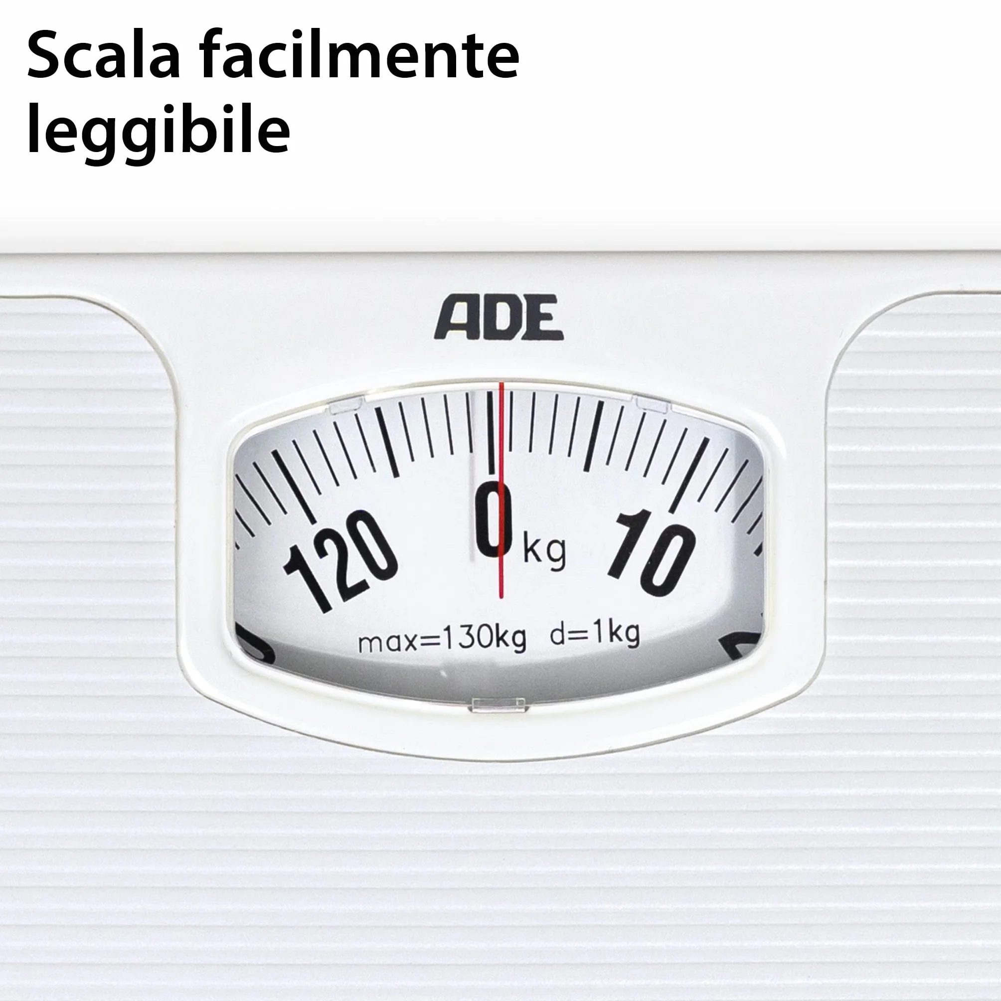 ADE Bilancia Pesapersone Meccanica Nina, Bilancia Pesapersone Analogica in Plastica Abs di Alta Qualità, Meccanismo in Metallo Solido, Scala di Facile Lettura, Bianca