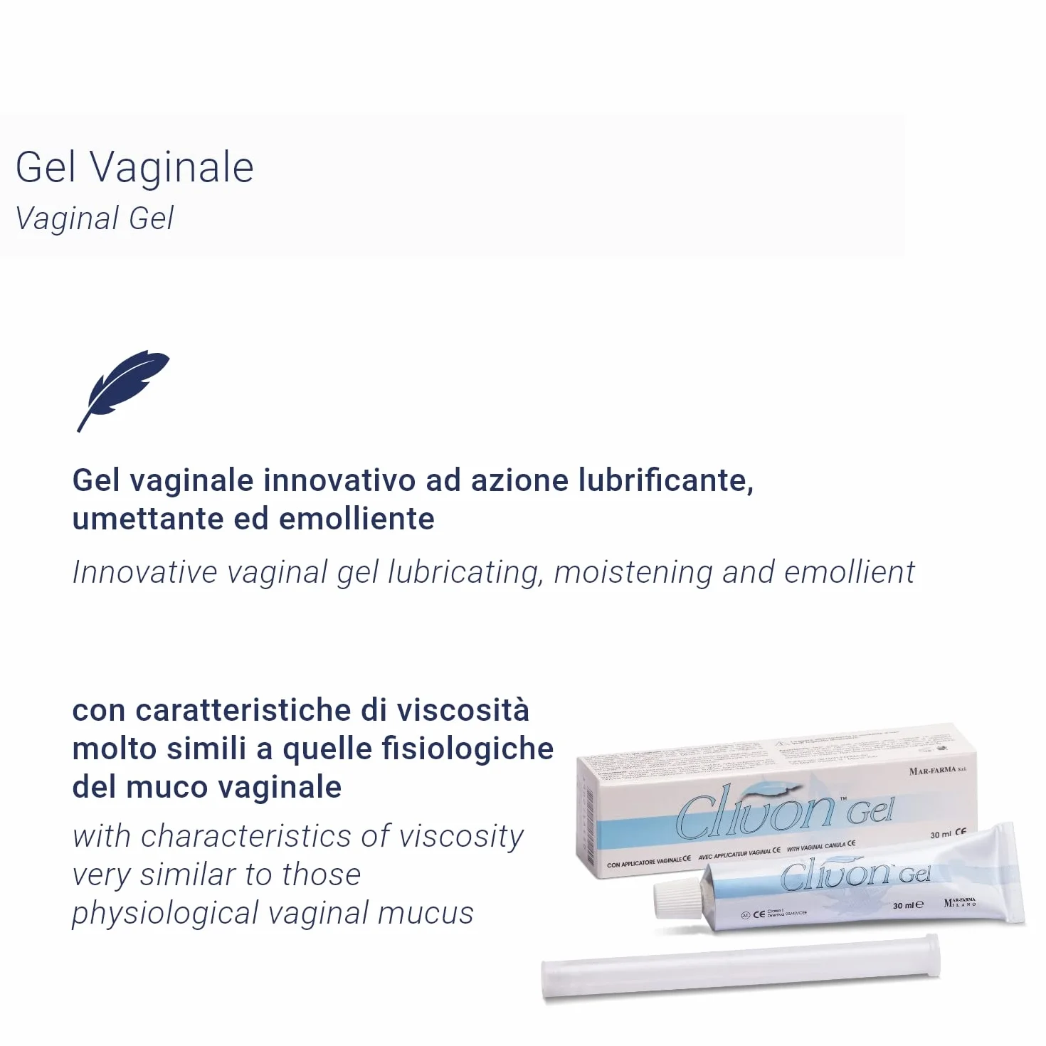 Clivon Gel - Gel Vaginale Utile in caso di Secchezza Vaginale - Proprietà Lenitive e Umettanti - Tubo da 30 ml, con Applicatore Incluso