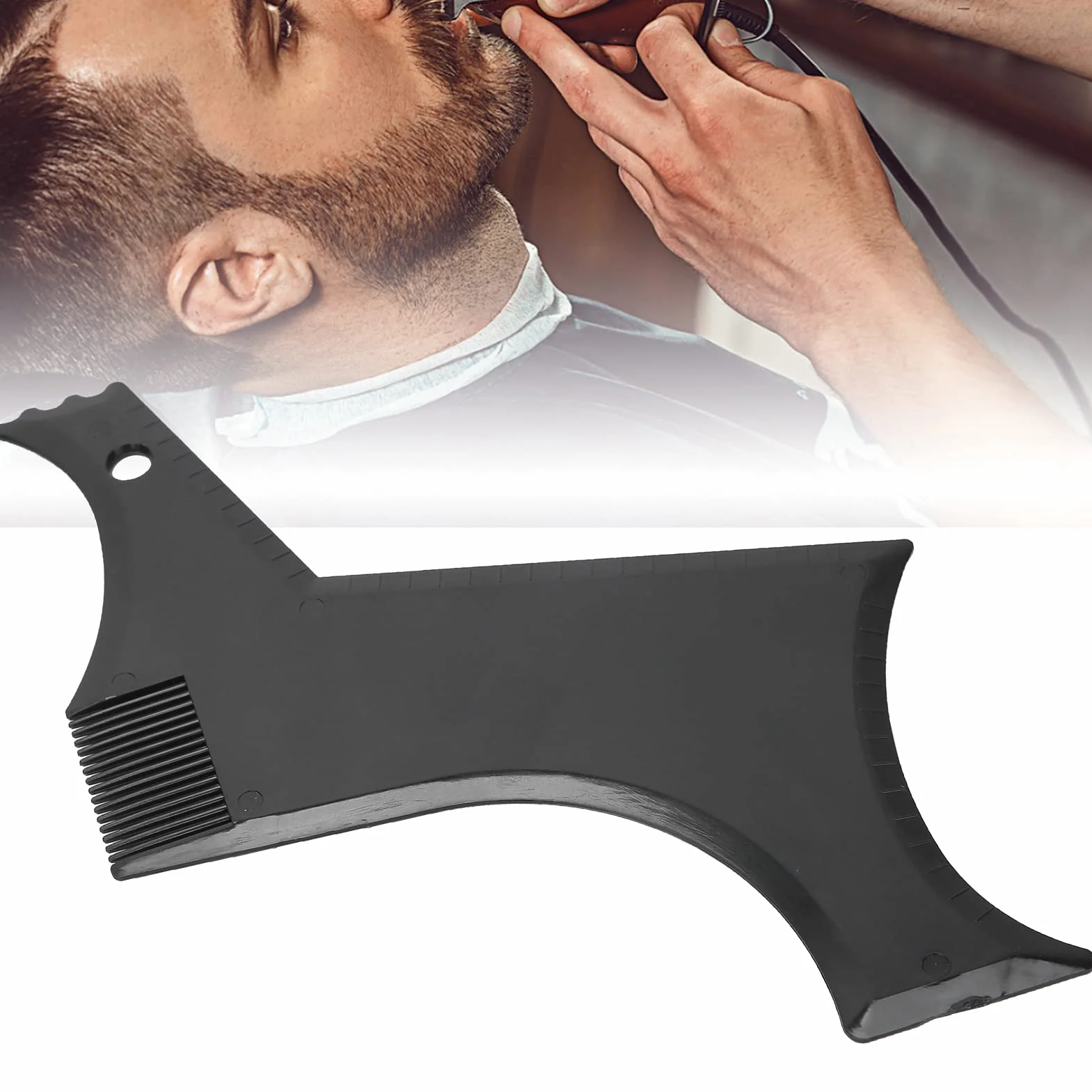 Strumenti per Modellare la Barba, Pettine Barba Uomo, Guida di Bellezza per Barba, Pratico Modello in Plastica per Taglio Perfetto e Rifinitura della Barba, Leggero e Portatile
